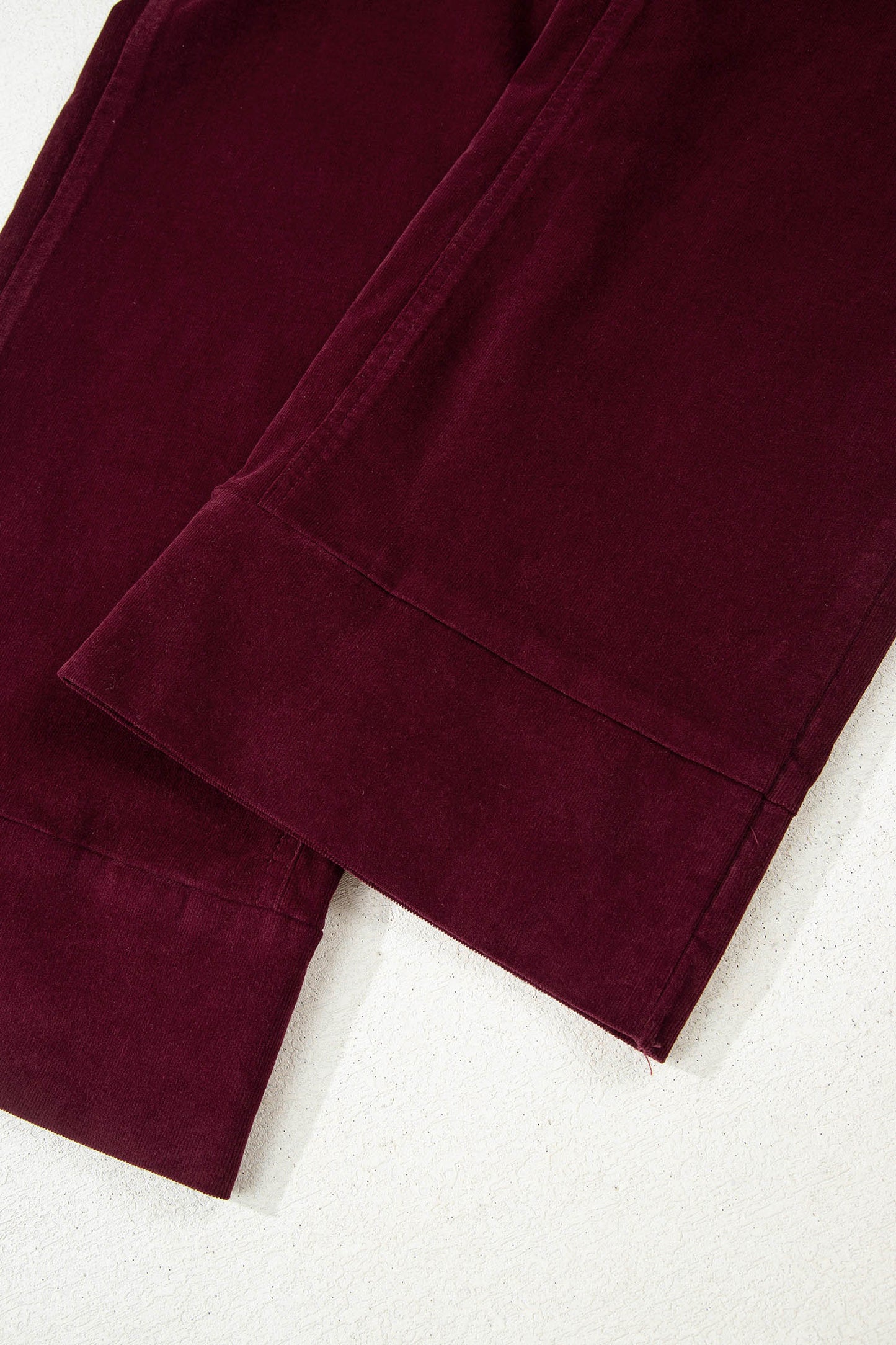 Burgundy Corduroy Solid Color High Waist Wide Leg Pants-Bottoms/Pants & Culotte-[Adult]-[Female]-2022 Online Blue Zone Planet