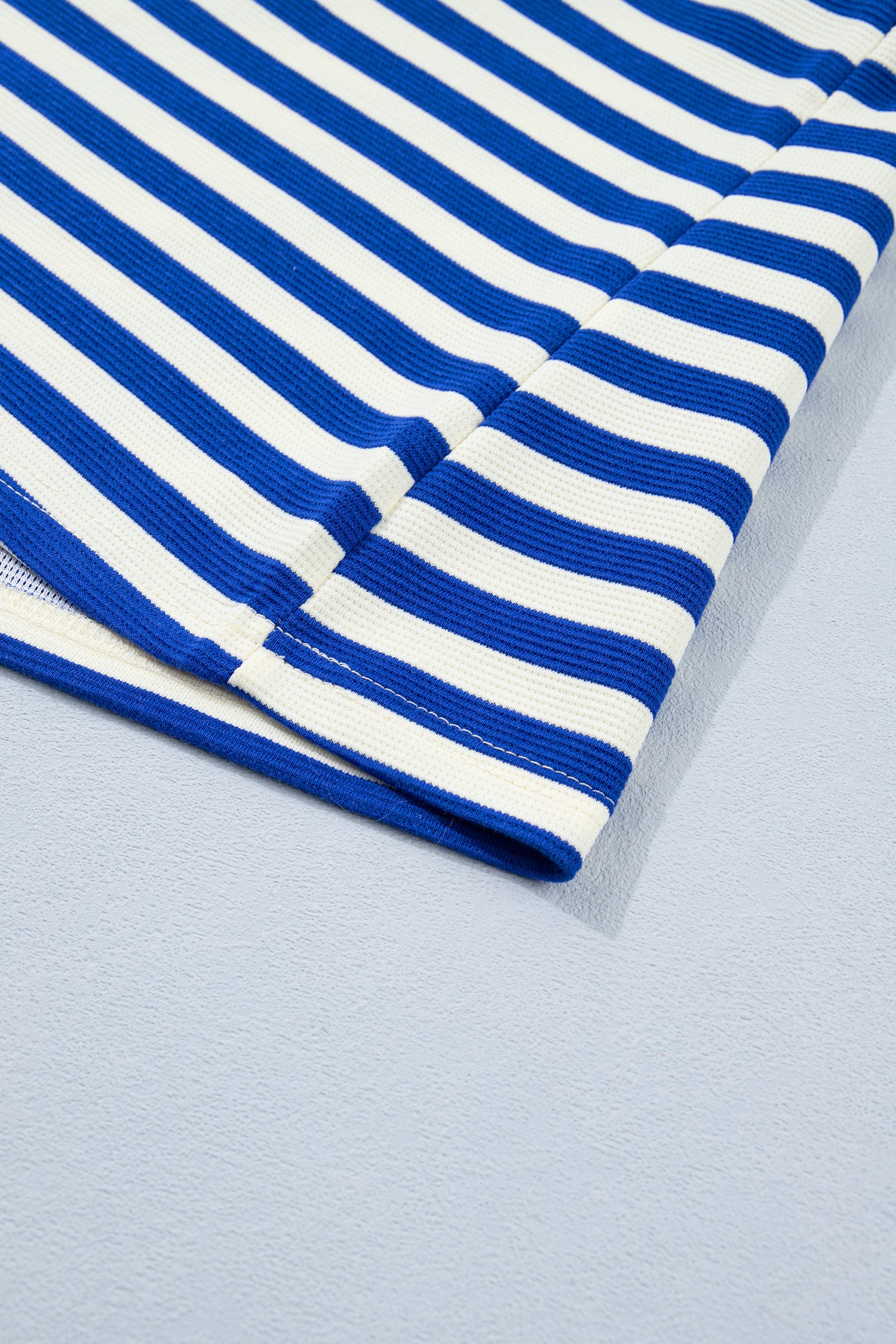 Rose Stripe Contrast Trim Polo Collar Ruffled Short Sleeve Blouse-Tops/Blouses & Shirts-[Adult]-[Female]-2022 Online Blue Zone Planet