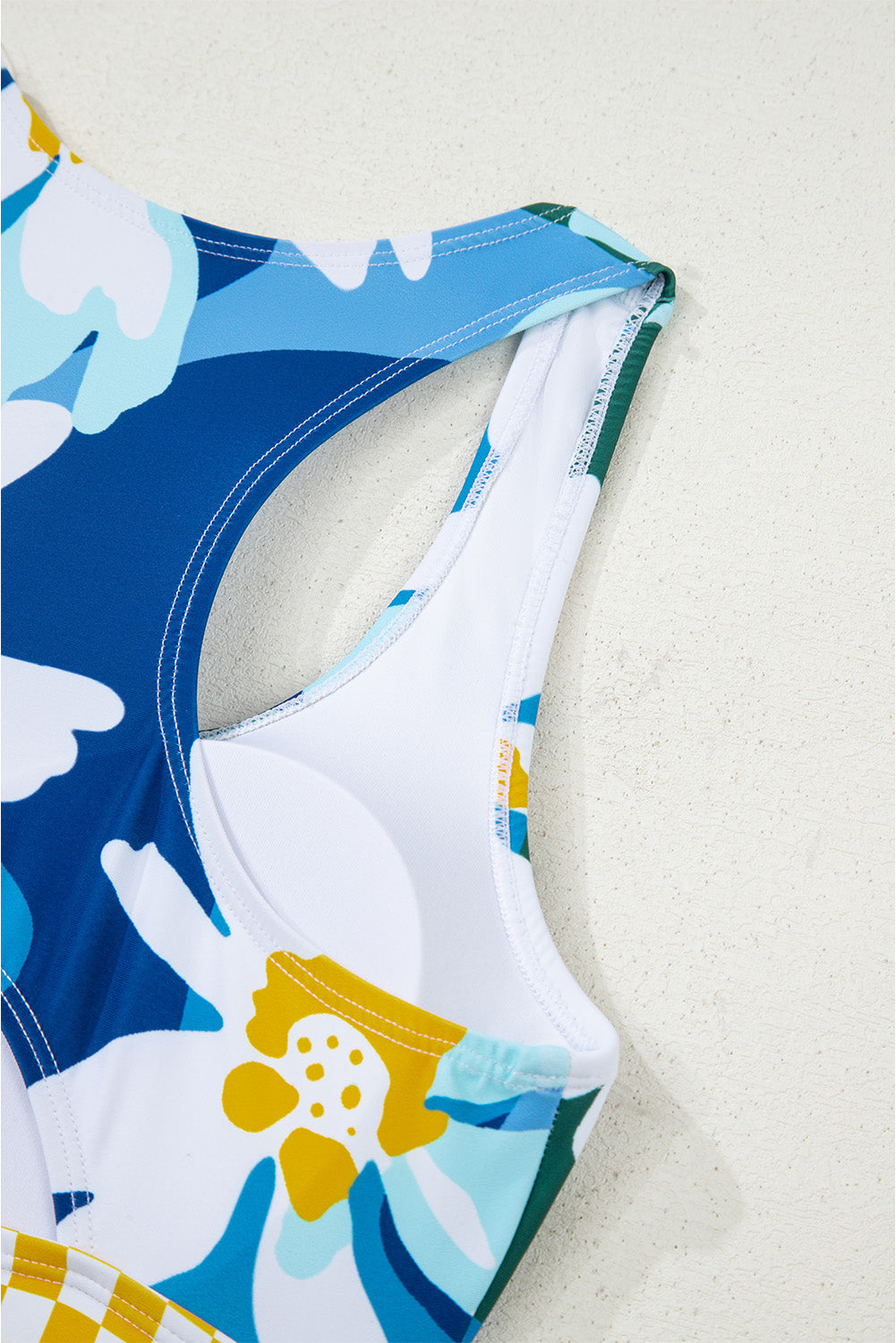 Green Floral Print Racerback Cutout High Waist 2Pcs Bikini-Swimwear/Bikinis-[Adult]-[Female]-2022 Online Blue Zone Planet
