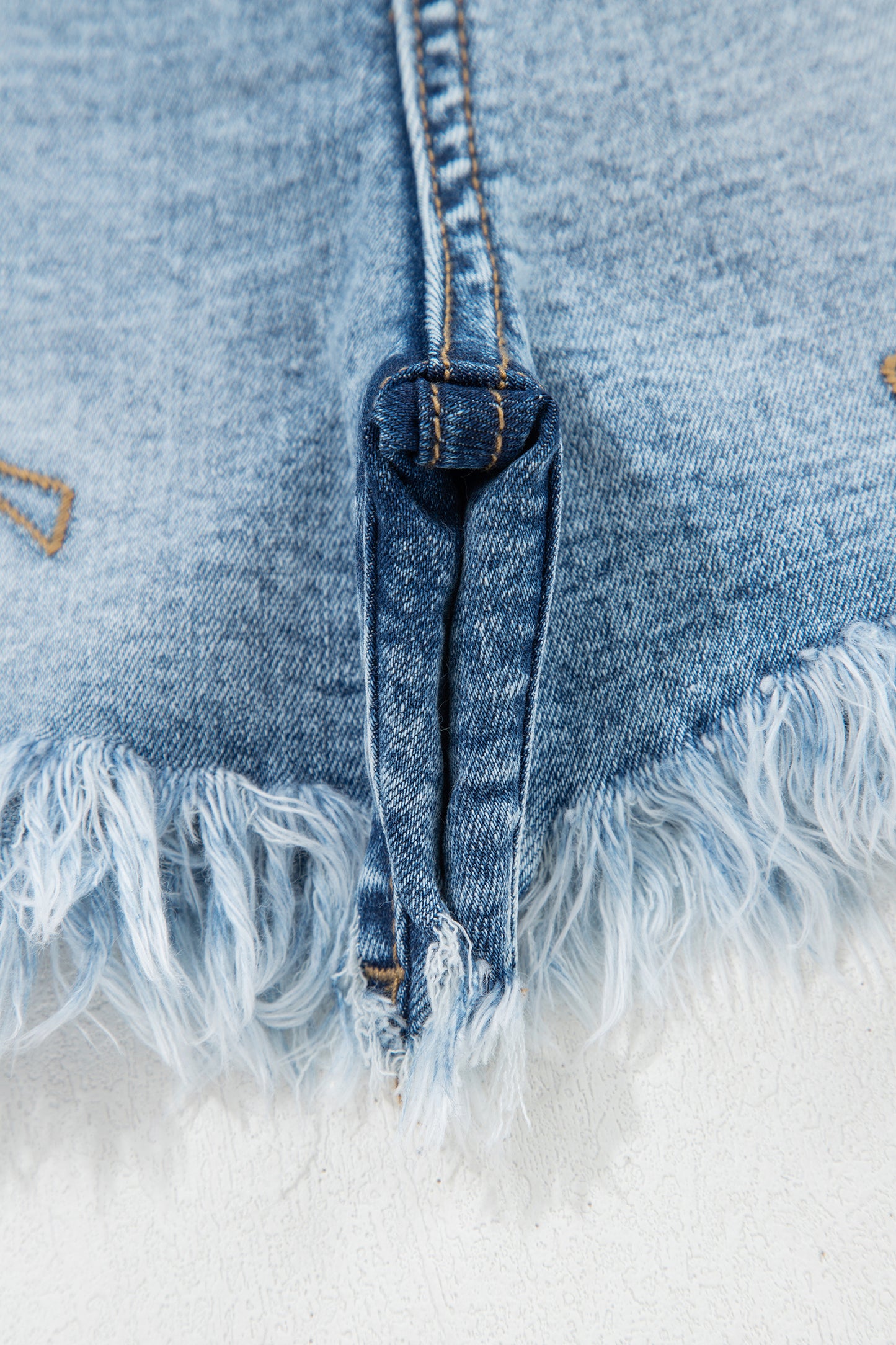 Dusk Blue Western Embroidery Stud Denim Shorts Summer Daily Wear-Bottoms/Denim Shorts-[Adult]-[Female]-2022 Online Blue Zone Planet