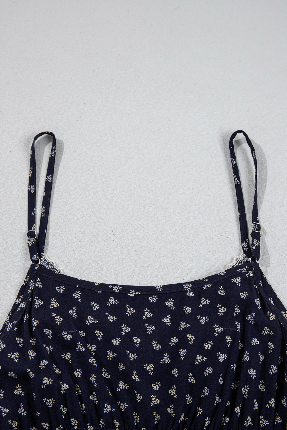Blue Floral Print Spaghetti Strap Buttoned V Neck Tank Top-Tops/Tank Tops-[Adult]-[Female]-2022 Online Blue Zone Planet