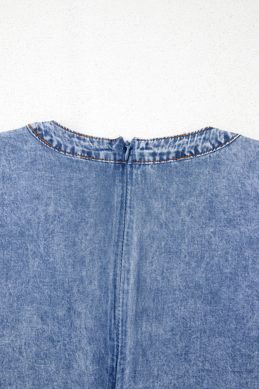 Beau Blue Tie V Neck Tucking Detail Short Sleeve Denim Shift Dress-TOPS / DRESSES-[Adult]-[Female]-2022 Online Blue Zone Planet