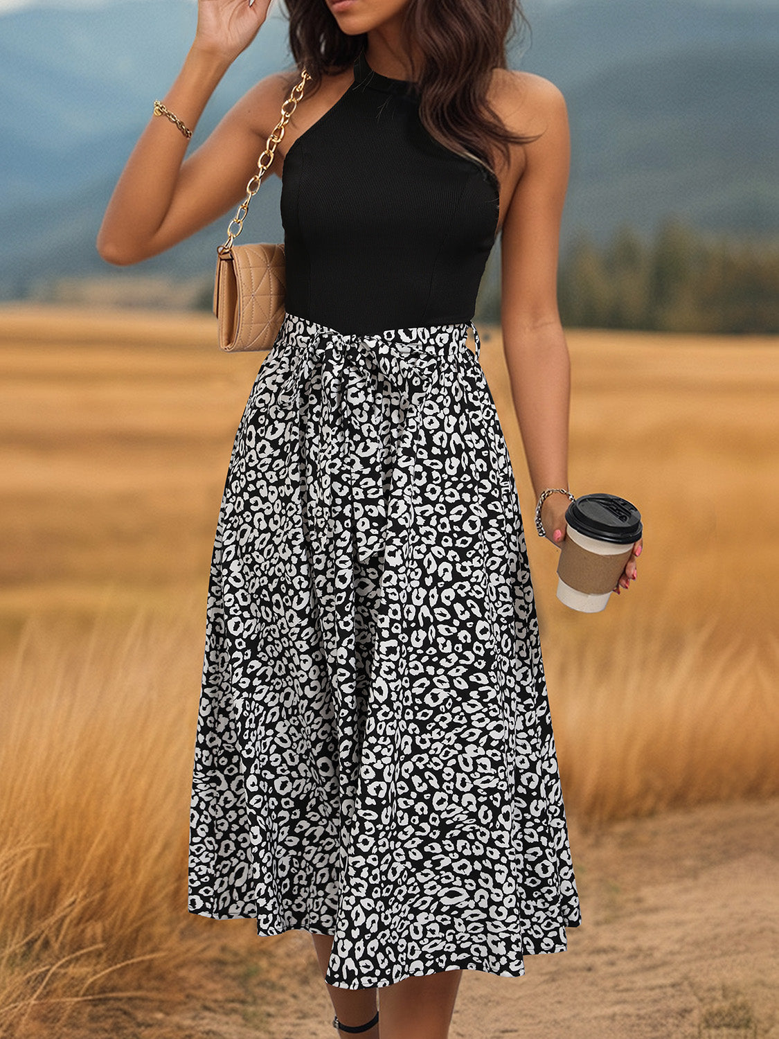 Leopard Halter Neck Midi Dress-TOPS / DRESSES-[Adult]-[Female]-2022 Online Blue Zone Planet