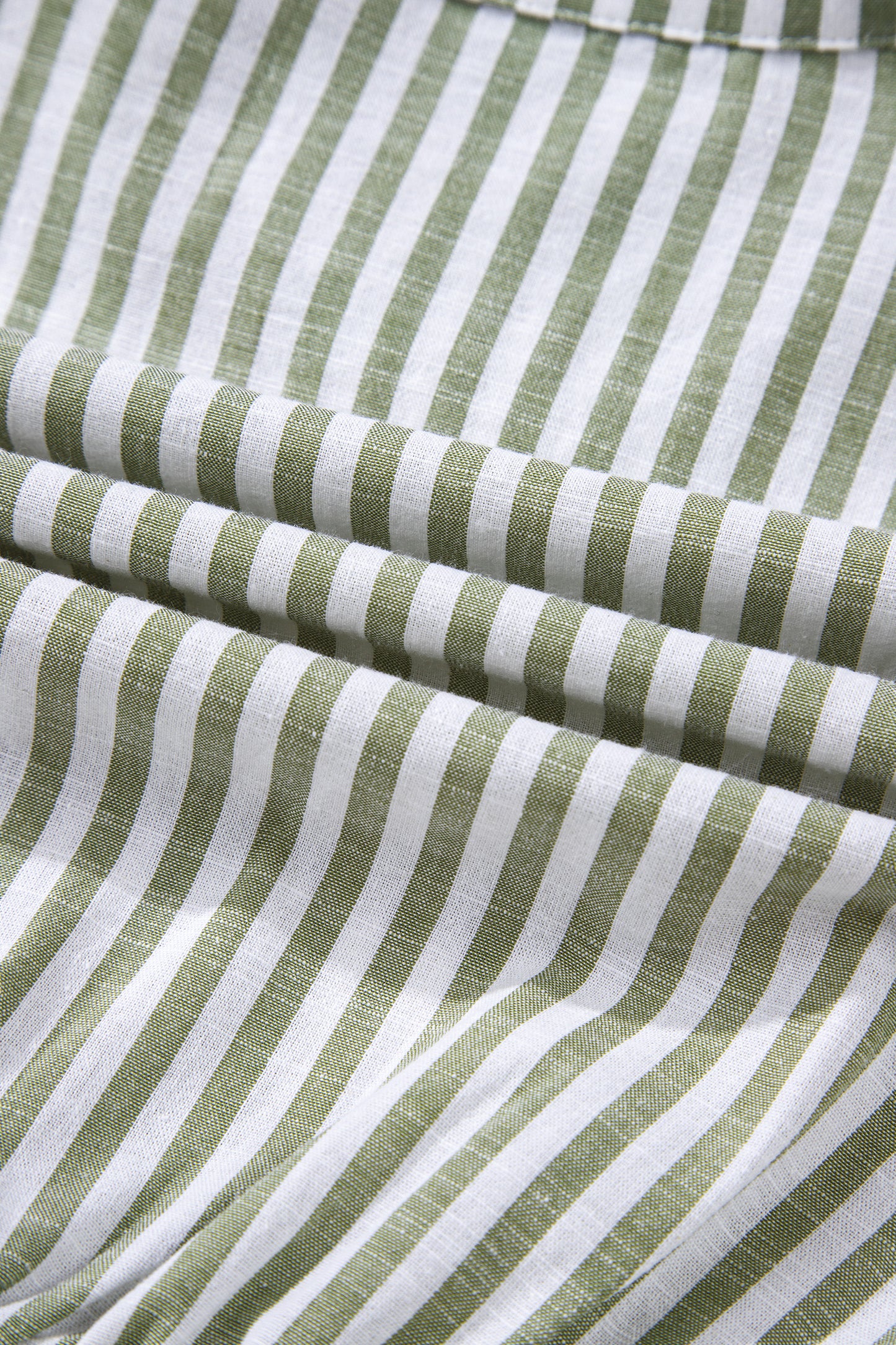 Green Stripe Tasseled Tie Neck Ruffled Short Sleeve Tiered Flattering Dress-TOPS / DRESSES-[Adult]-[Female]-2022 Online Blue Zone Planet