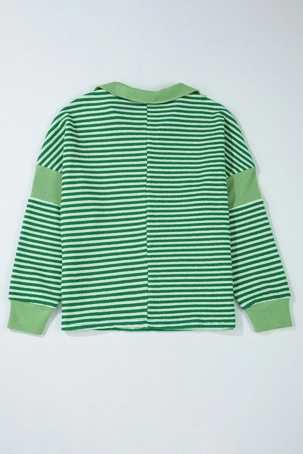 Striped Johnny Collar Long Sleeve Top-TOPS / DRESSES-[Adult]-[Female]-2022 Online Blue Zone Planet