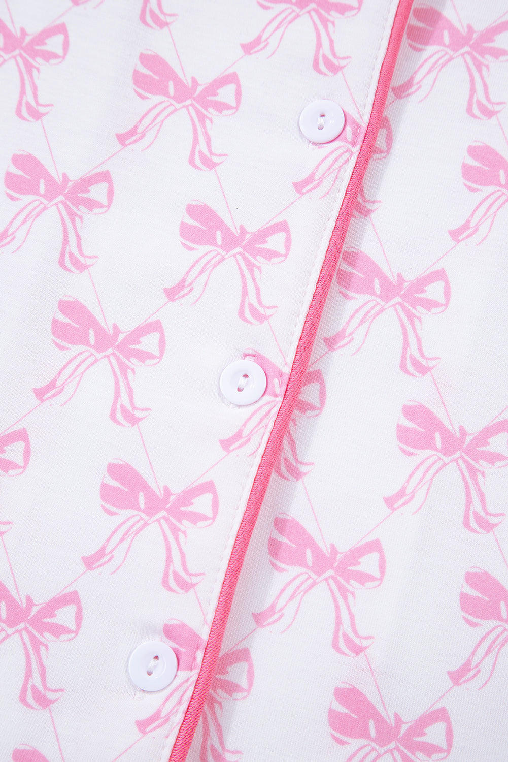 Pink Bow Print Long Sleeve Shirt and Pants Soft Pajama Set-Loungewear & Sleepwear/Sleepwear-[Adult]-[Female]-2022 Online Blue Zone Planet