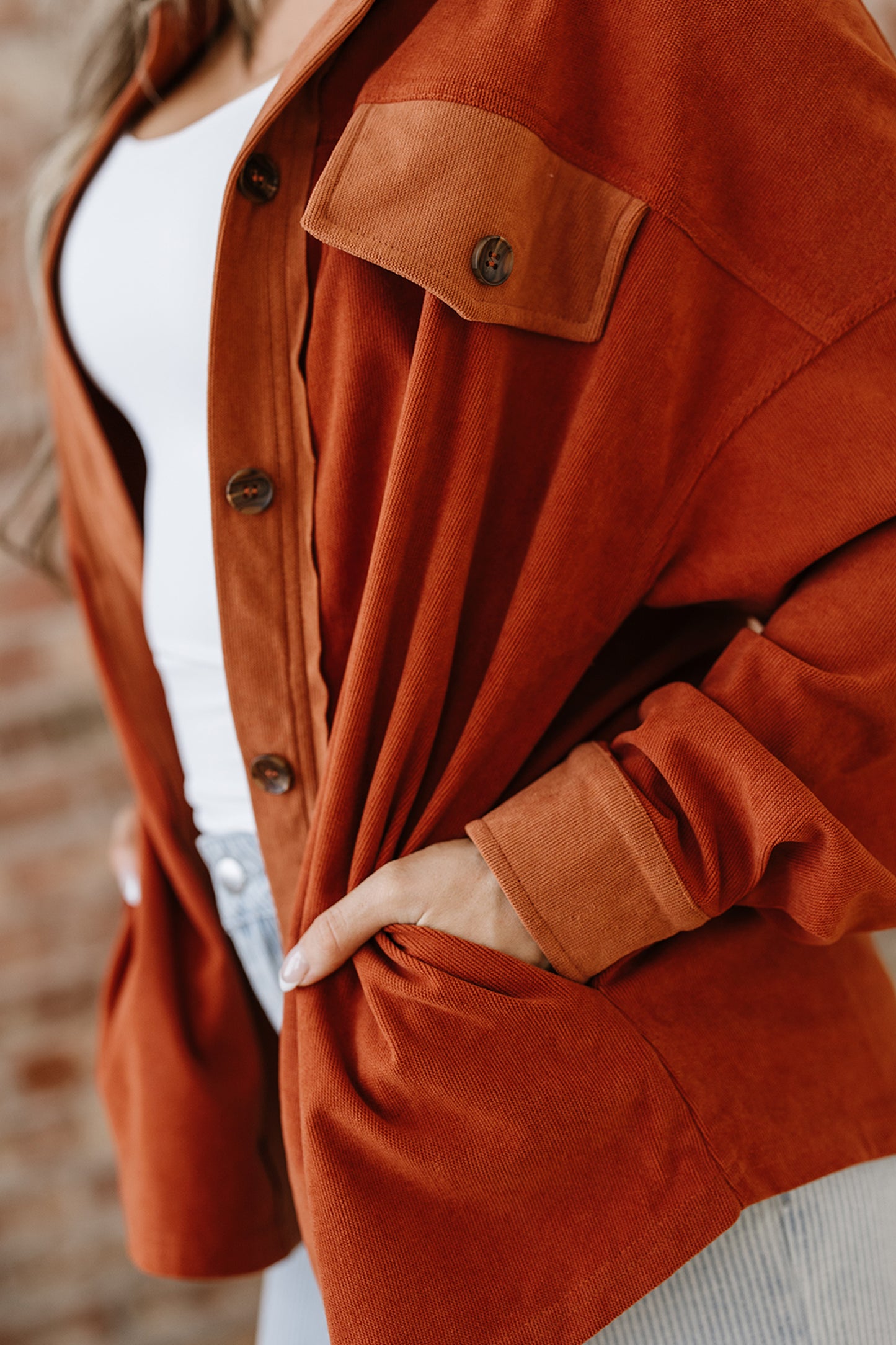 Gold Flame Velvet Flap Pockets Drop Shoulder Casual Shacket-Outerwear/Jackets-[Adult]-[Female]-2022 Online Blue Zone Planet