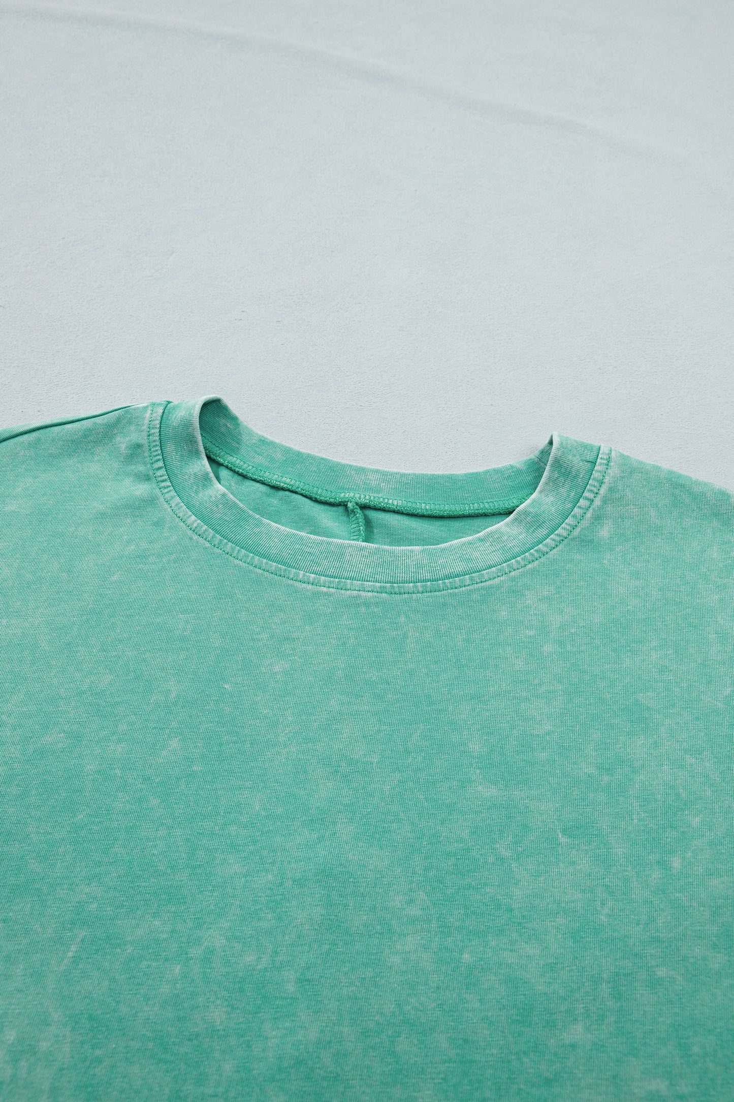 Mint Green Solid Color Cotton Mineral Washed Oversize Tee-Tops/Tops & Tees-[Adult]-[Female]-2022 Online Blue Zone Planet