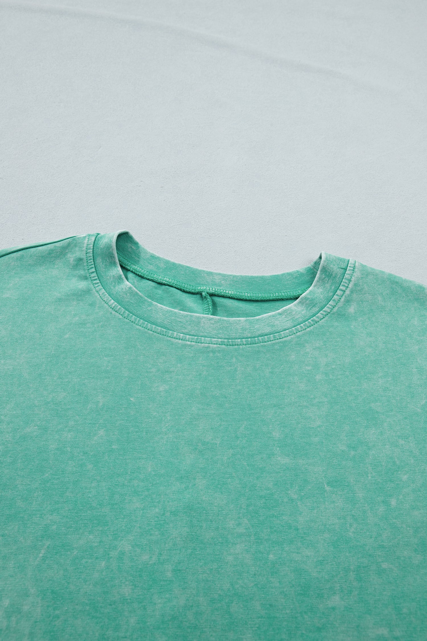 Mint Green Solid Color Cotton Mineral Washed Oversize Tee-Tops/Tops & Tees-[Adult]-[Female]-2022 Online Blue Zone Planet