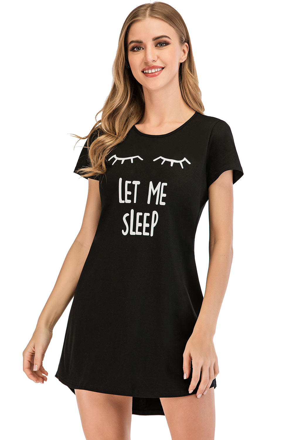 Graphic Round Neck Short Sleeve Lounge Dress-TOPS / DRESSES-[Adult]-[Female]-2022 Online Blue Zone Planet