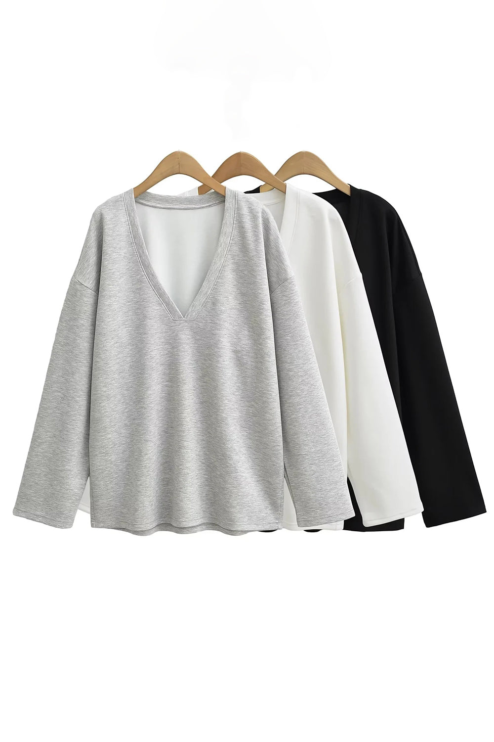 Basic Bae V-Neck Dropped Shoulder Long Sleeve Sweatshirt with Bra-TOPS / DRESSES-[Adult]-[Female]-2022 Online Blue Zone Planet