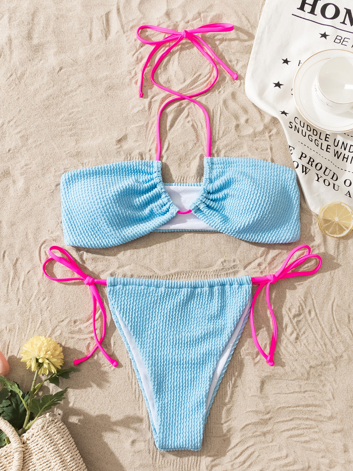 Tied Contrast Two-Piece Bikini Set-TOPS / DRESSES-[Adult]-[Female]-2022 Online Blue Zone Planet