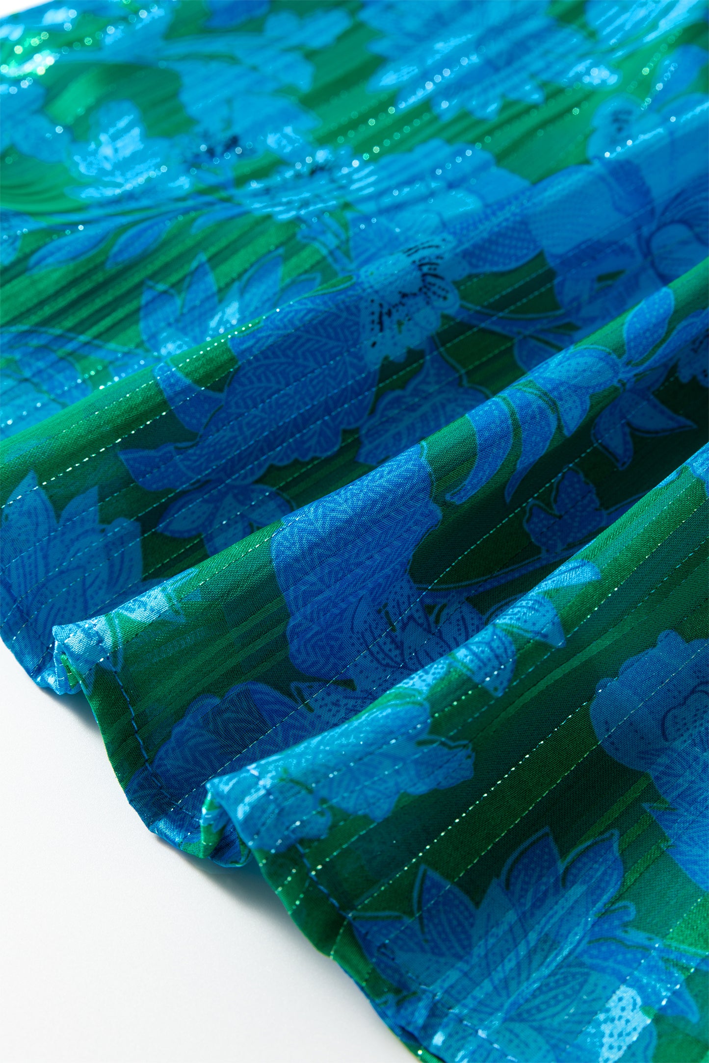 Green Floral Print Ruffled Sleeve Summer Blouse-Tops/Blouses & Shirts-[Adult]-[Female]-2022 Online Blue Zone Planet