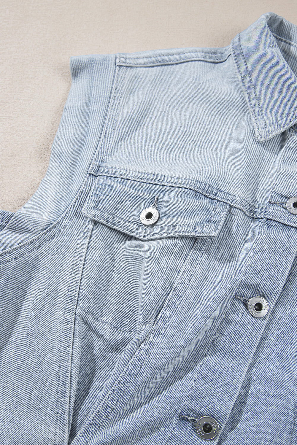 Blue Zone Planet | Light Blue Acid Wash Flap Pockets Frayed Denim Dress-TOPS / DRESSES-[Adult]-[Female]-2022 Online Blue Zone Planet