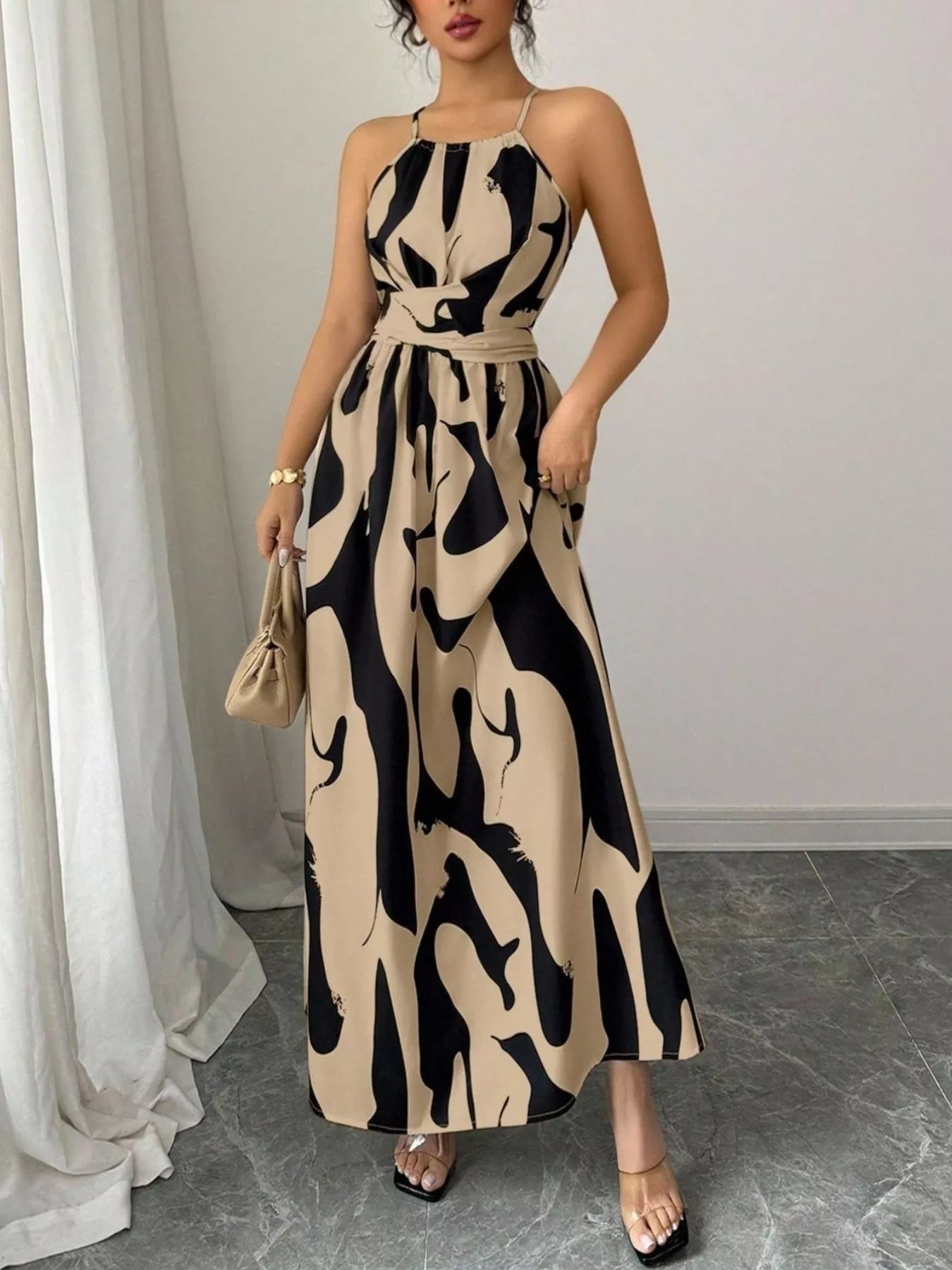 halter neck boho wedding dress Long Sleeve High Neck A-Line Open Back Boho Modest Wedding Dress Made to Measure main image 0
