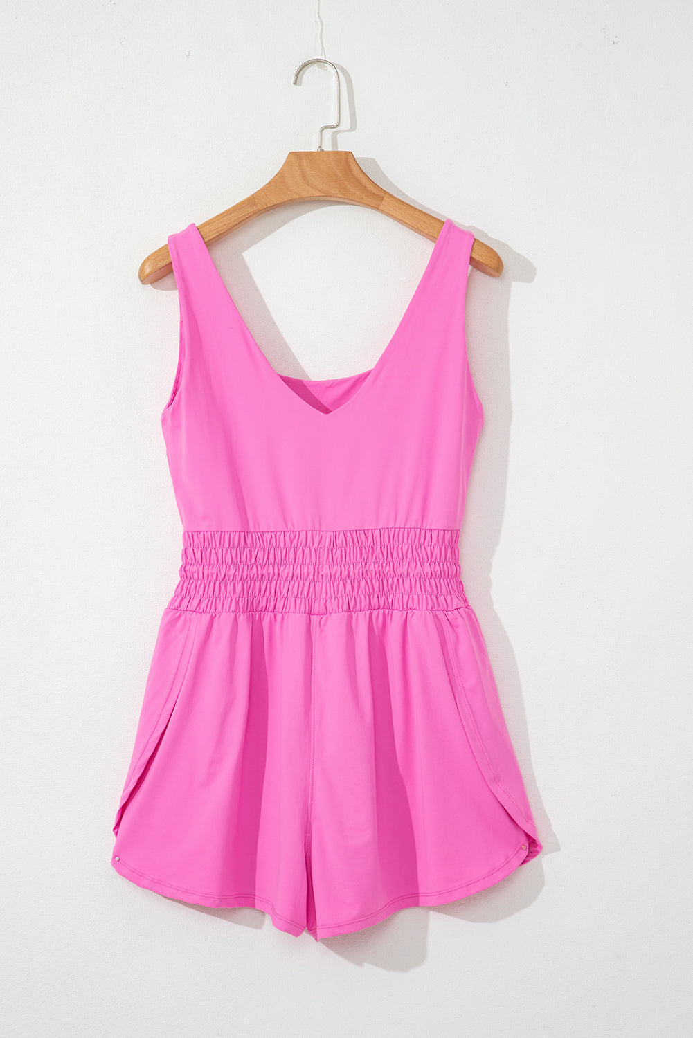 Sachet Pink Plain Sleeveless Loop Drawstring Cinched Waist Romper-Bottoms/Jumpsuits & Rompers-[Adult]-[Female]-2022 Online Blue Zone Planet