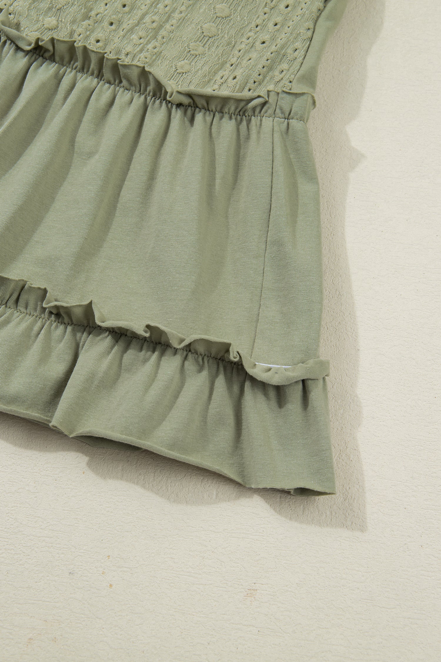 Laurel Green Jacquard Frilled Ruffled Long Sleeve Mini Dress-TOPS / DRESSES-[Adult]-[Female]-2022 Online Blue Zone Planet