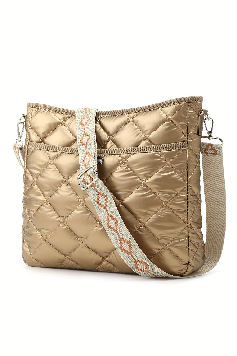 Gold Quilted Large Capacity Shoulder Bag-Shoulder Bag-[Adult]-[Female]-Gold-ONE SIZE-2022 Online Blue Zone Planet