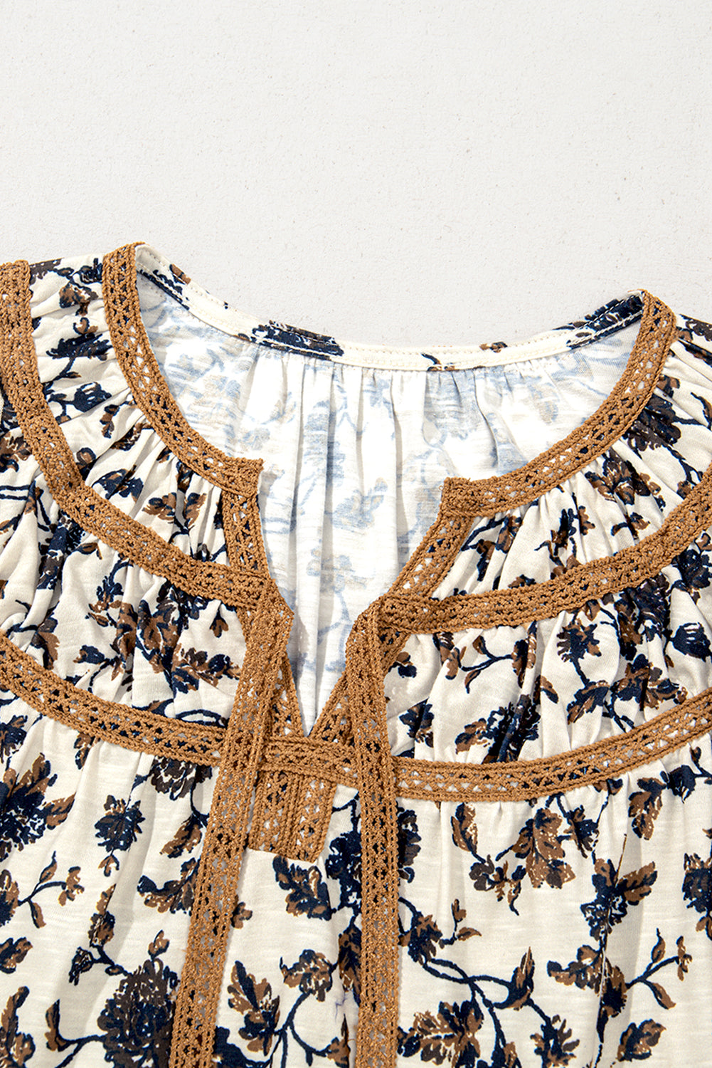 White Floral Frilly Blouse With Lace Up-Tops/Blouses & Shirts-[Adult]-[Female]-2022 Online Blue Zone Planet