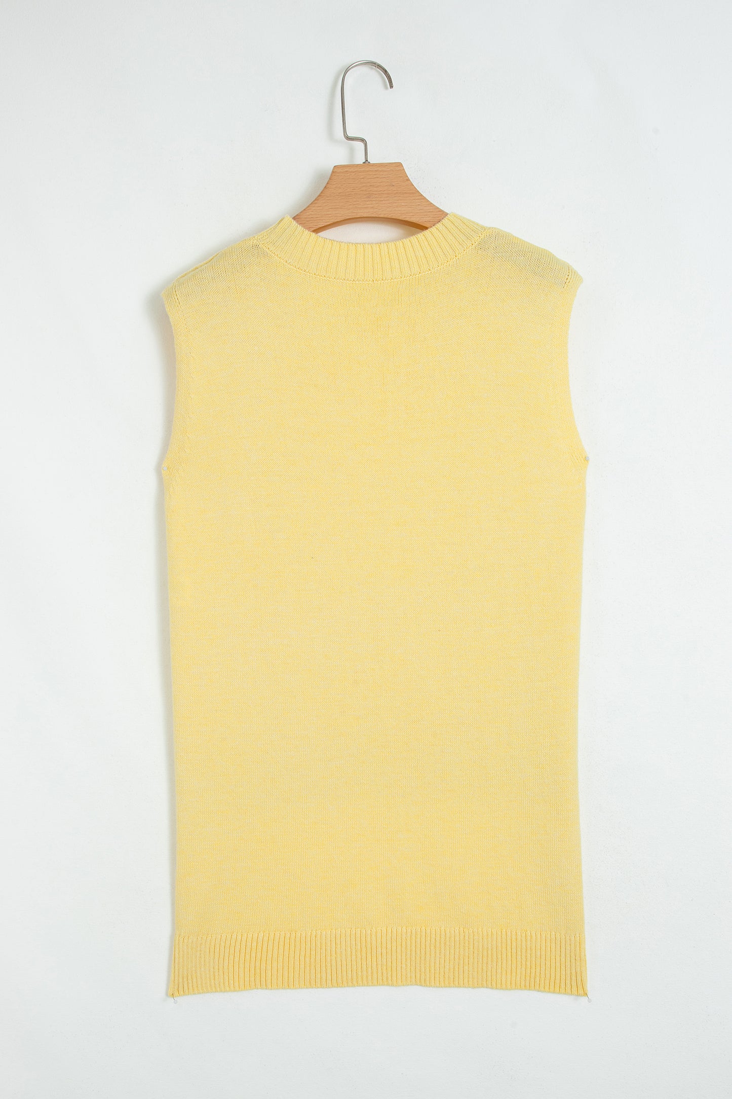 Yellow Cream Large Armhole Side Slit Loose Sweater Vest-TOPS / DRESSES-[Adult]-[Female]-2022 Online Blue Zone Planet