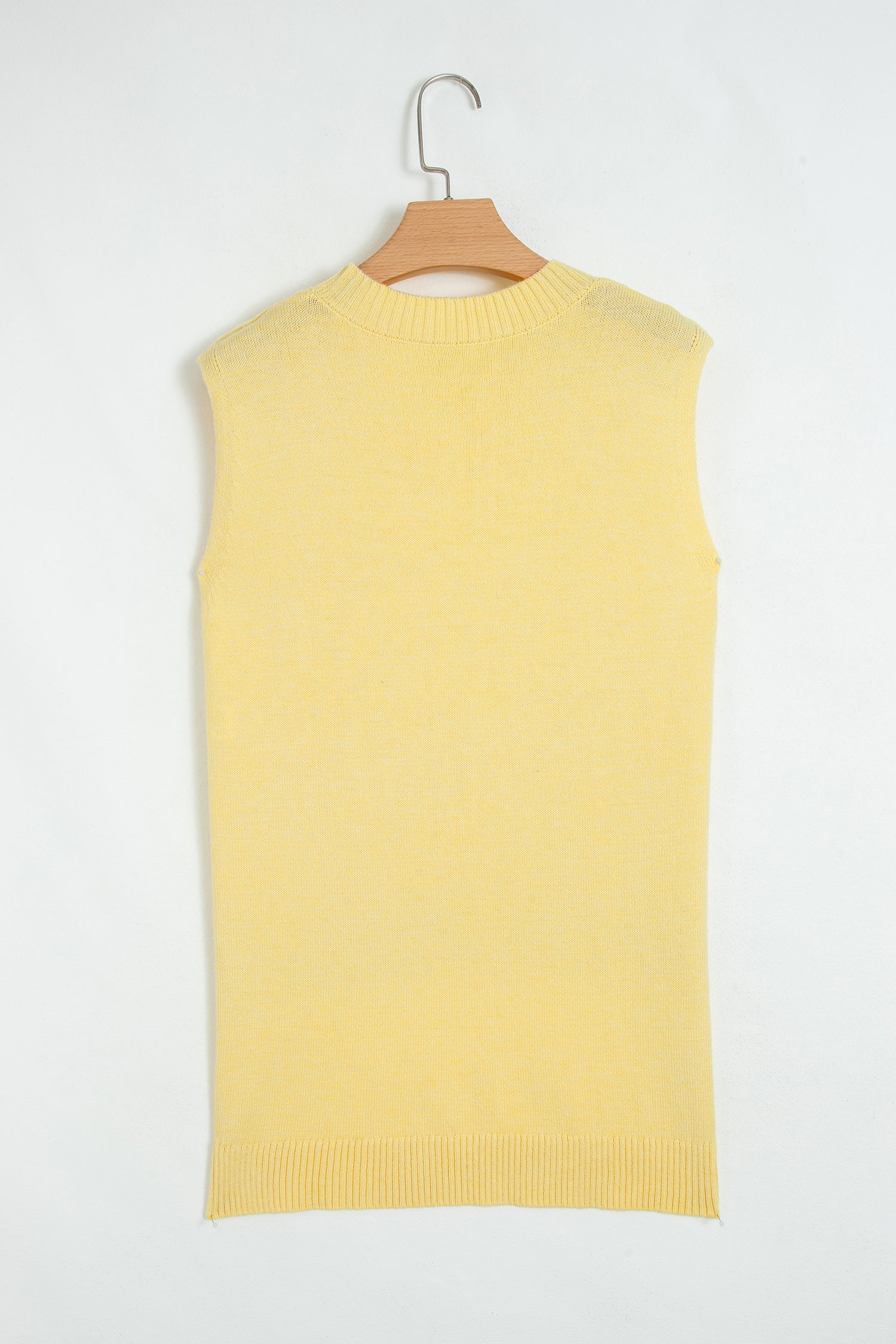 Yellow Cream Large Armhole Side Slit Loose Sweater Vest-TOPS / DRESSES-[Adult]-[Female]-2022 Online Blue Zone Planet