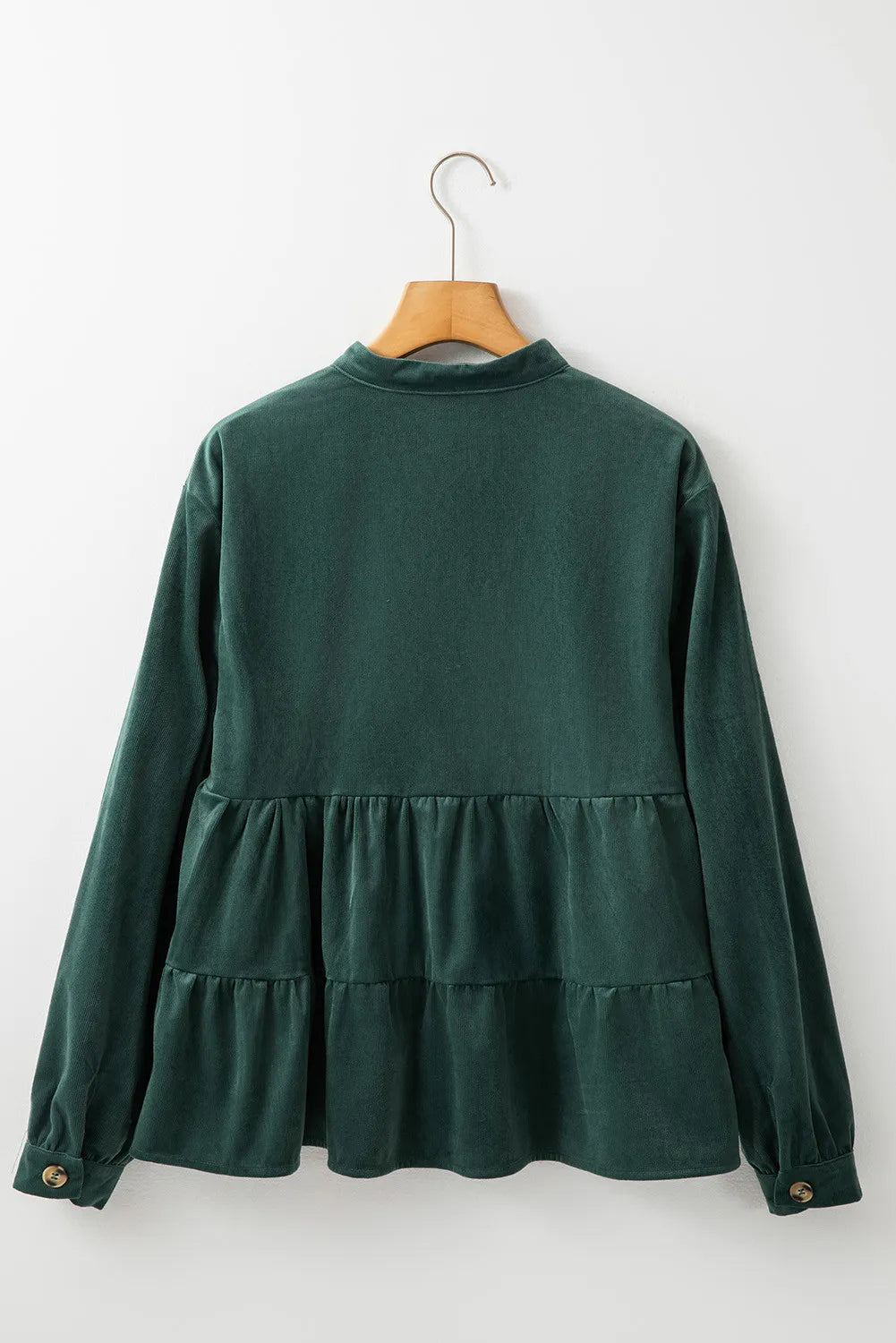 Peplum Round Neck Long Sleeve Shirt-TOPS / DRESSES-[Adult]-[Female]-2022 Online Blue Zone Planet