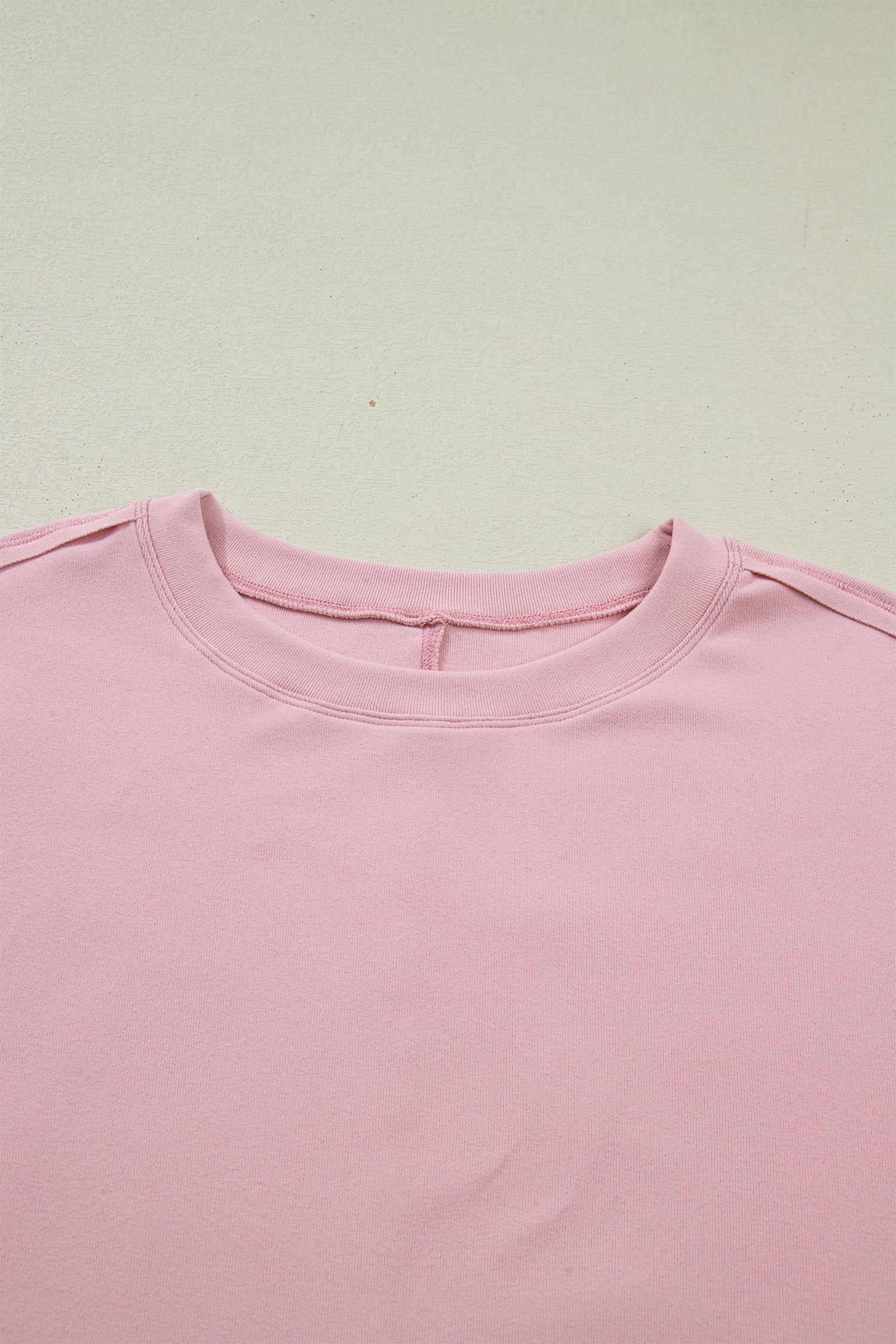 Light Pink Solid Color Bow Textured Patchwork Long Sleeve Tee-Tops/Long Sleeve Tops-[Adult]-[Female]-2022 Online Blue Zone Planet