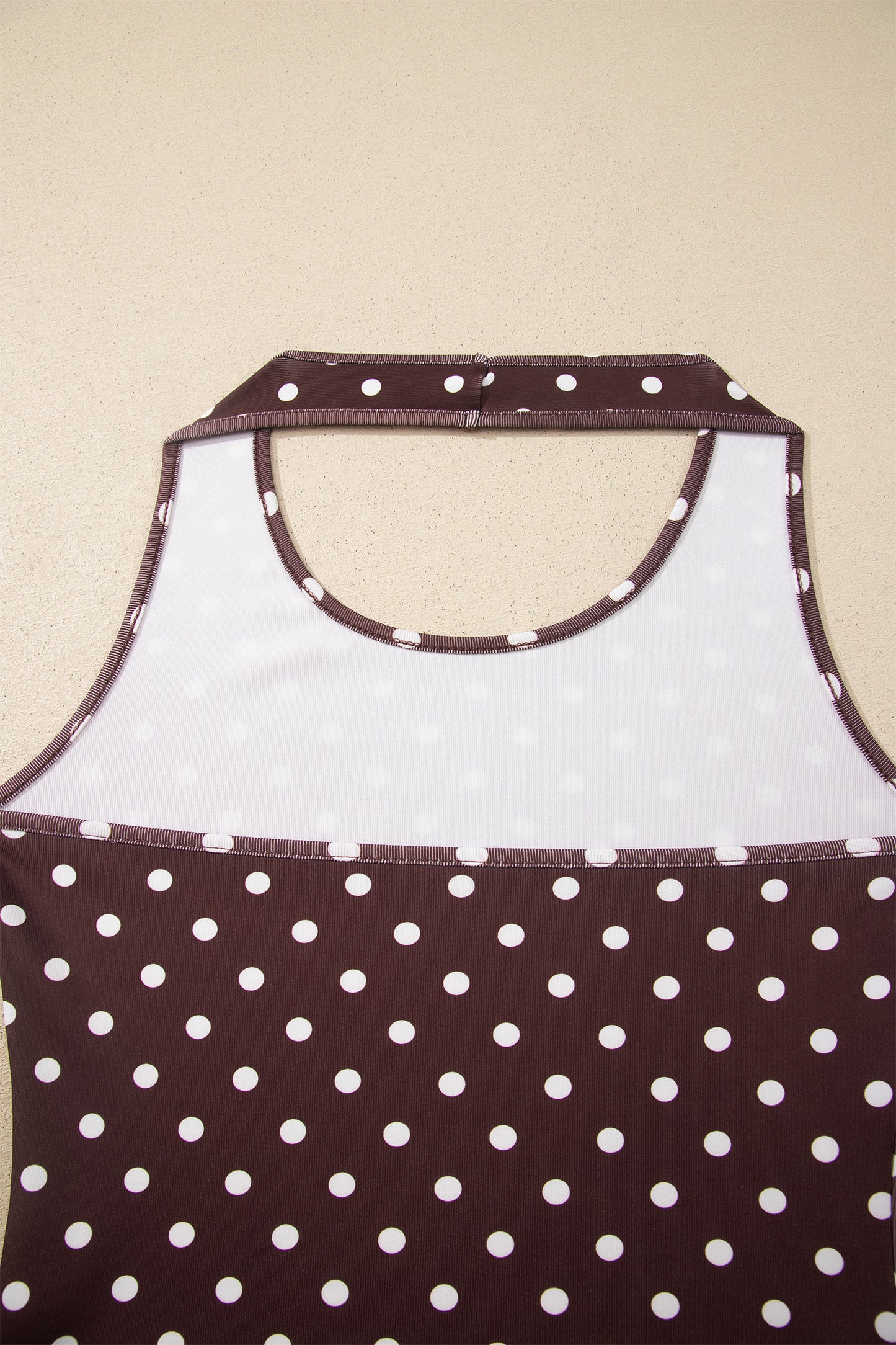 Brown Polka Dot Halter Tank Drawstring Elastic Waist Short Set-Two Piece Sets/Short Sets-[Adult]-[Female]-2022 Online Blue Zone Planet