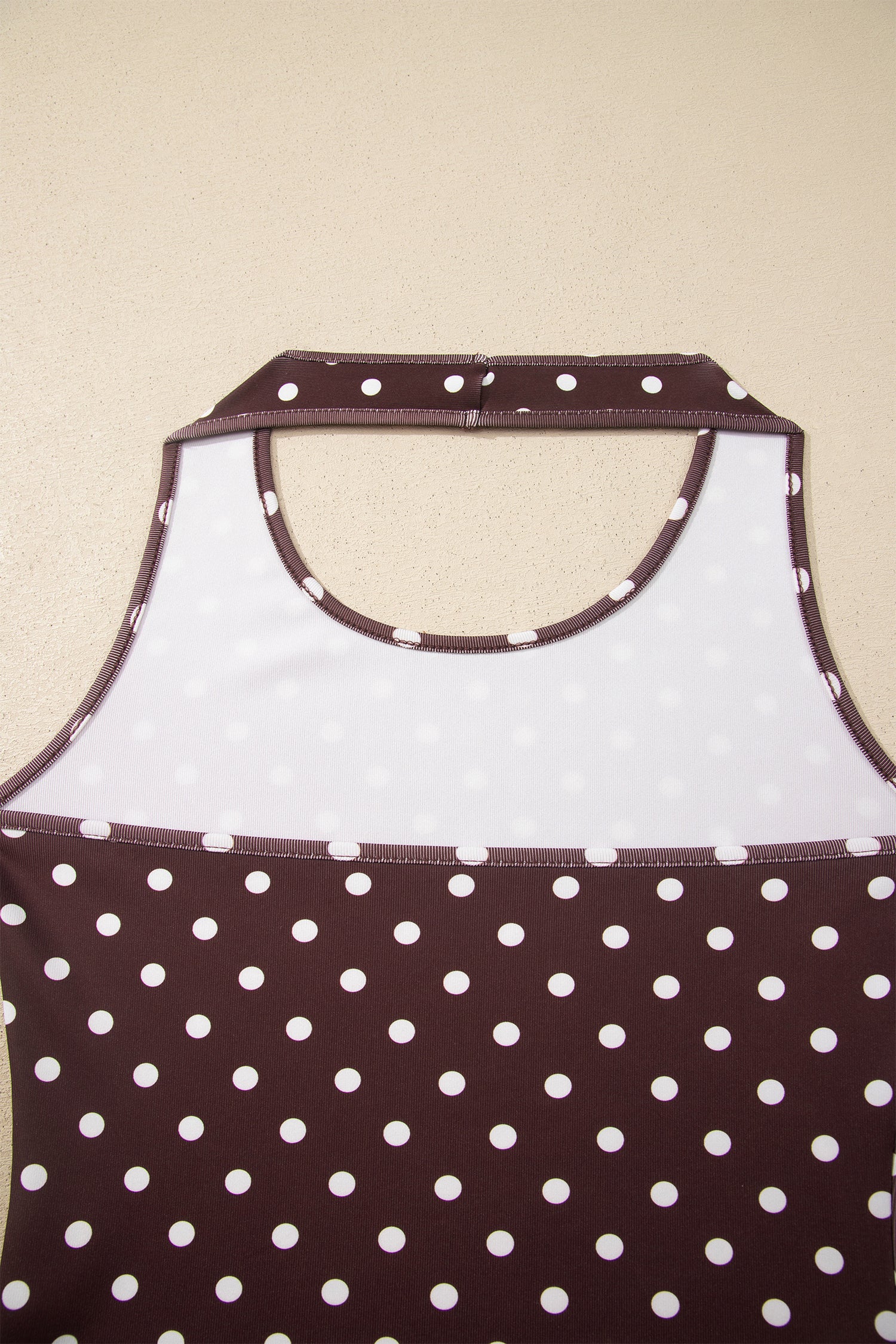 Brown Polka Dot Halter Tank Drawstring Elastic Waist Short Set-Two Piece Sets/Short Sets-[Adult]-[Female]-2022 Online Blue Zone Planet