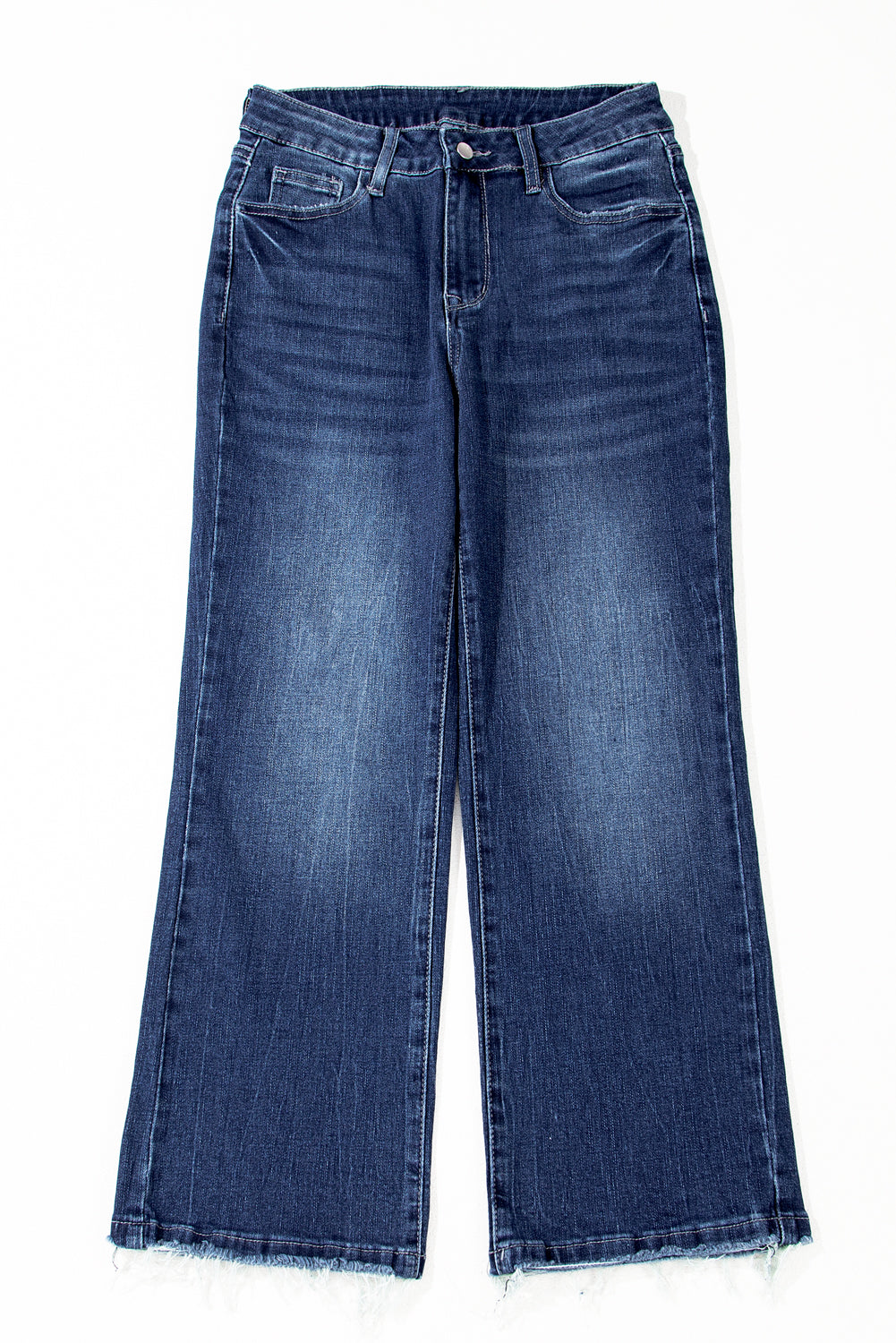 Blue Zone Planet | Beau Blue Mineral Wash Raw Hem High Waist Flared Jeans-Bottoms/Jeans-[Adult]-[Female]-2022 Online Blue Zone Planet