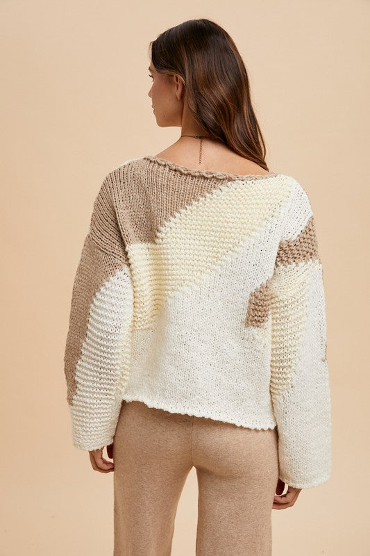 Annie Wear Color Block Drop Shoulder Sweater-TOPS / DRESSES-[Adult]-[Female]-2022 Online Blue Zone Planet
