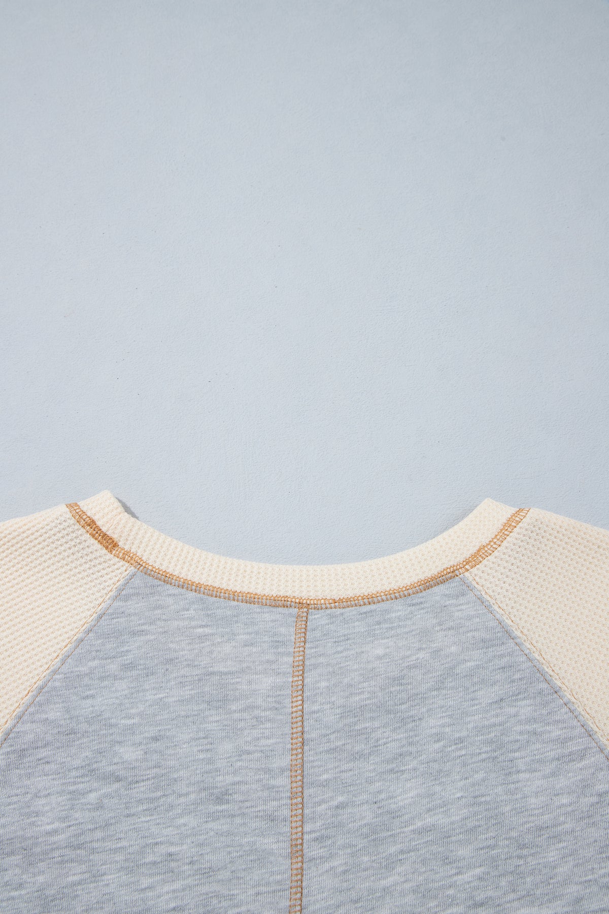 Light Grey Color Block Floral Waffle Mixed Patchwork Long Sleeve Top-Tops/Long Sleeve Tops-[Adult]-[Female]-2022 Online Blue Zone Planet