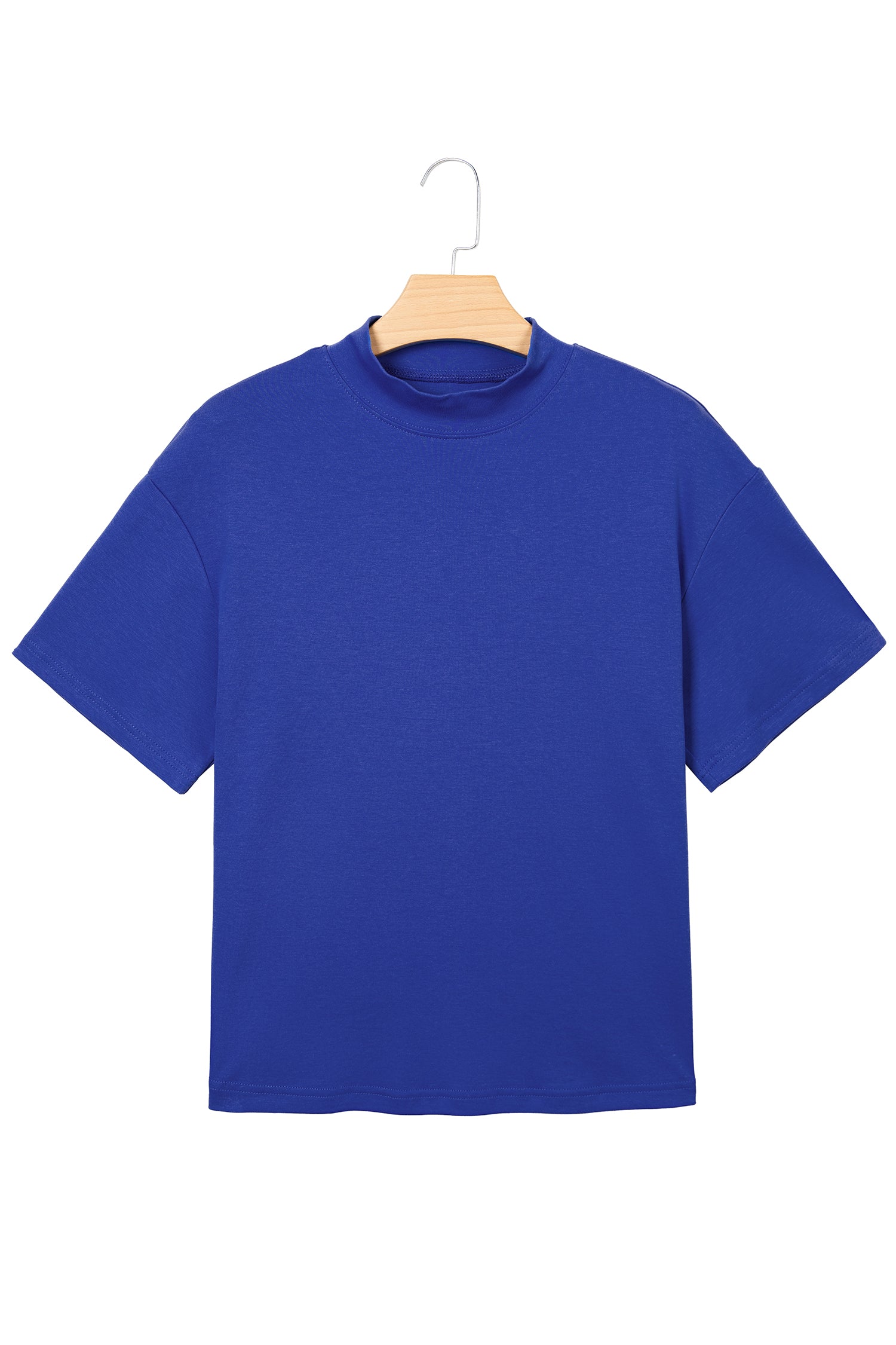 Pink Solid Color High Neck Oversize Tee-Tops/Tops & Tees-[Adult]-[Female]-2022 Online Blue Zone Planet