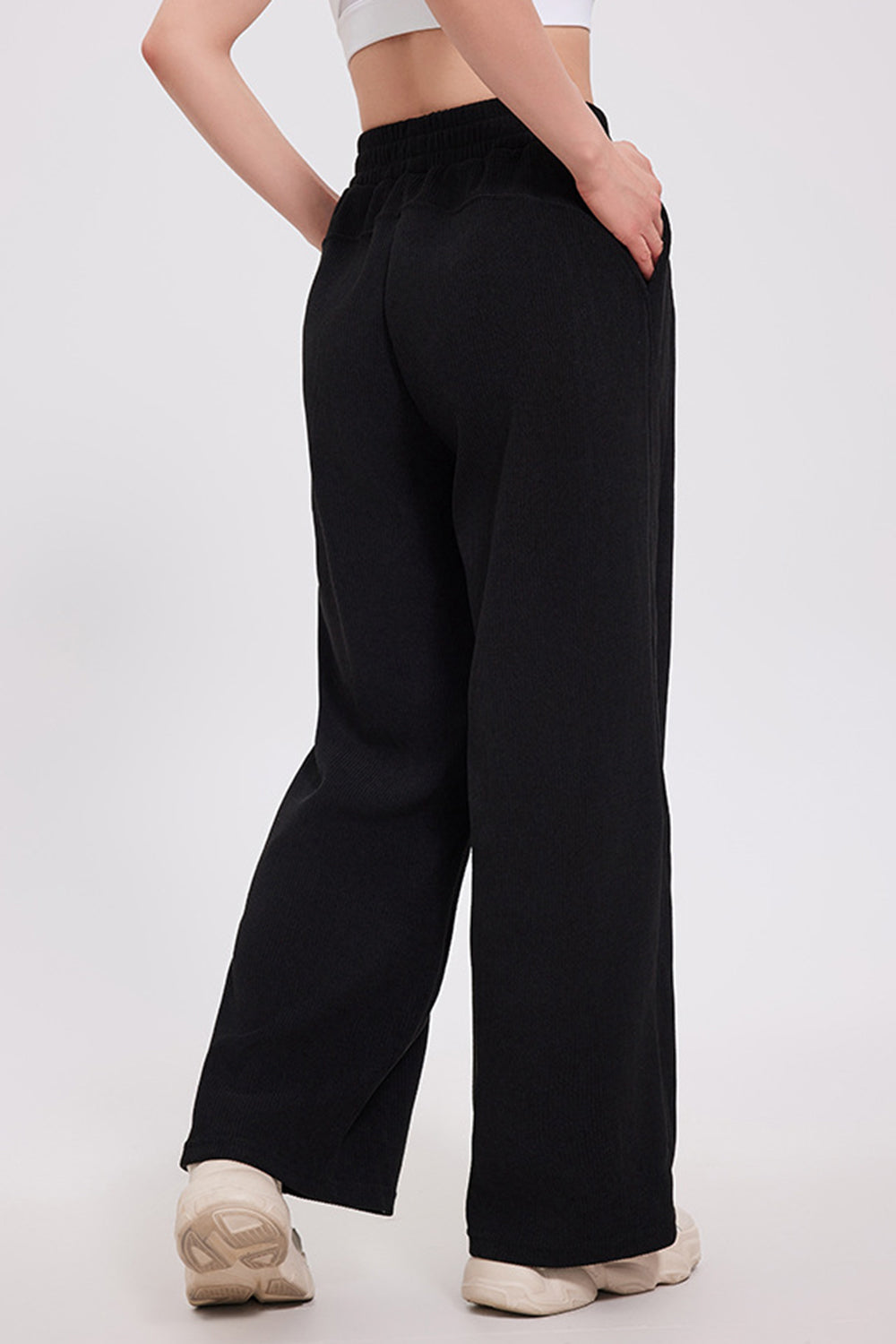 Basic Bae Elastic Waist Wide Leg Pants-BOTTOM SIZES SMALL MEDIUM LARGE-[Adult]-[Female]-Black-S-2022 Online Blue Zone Planet