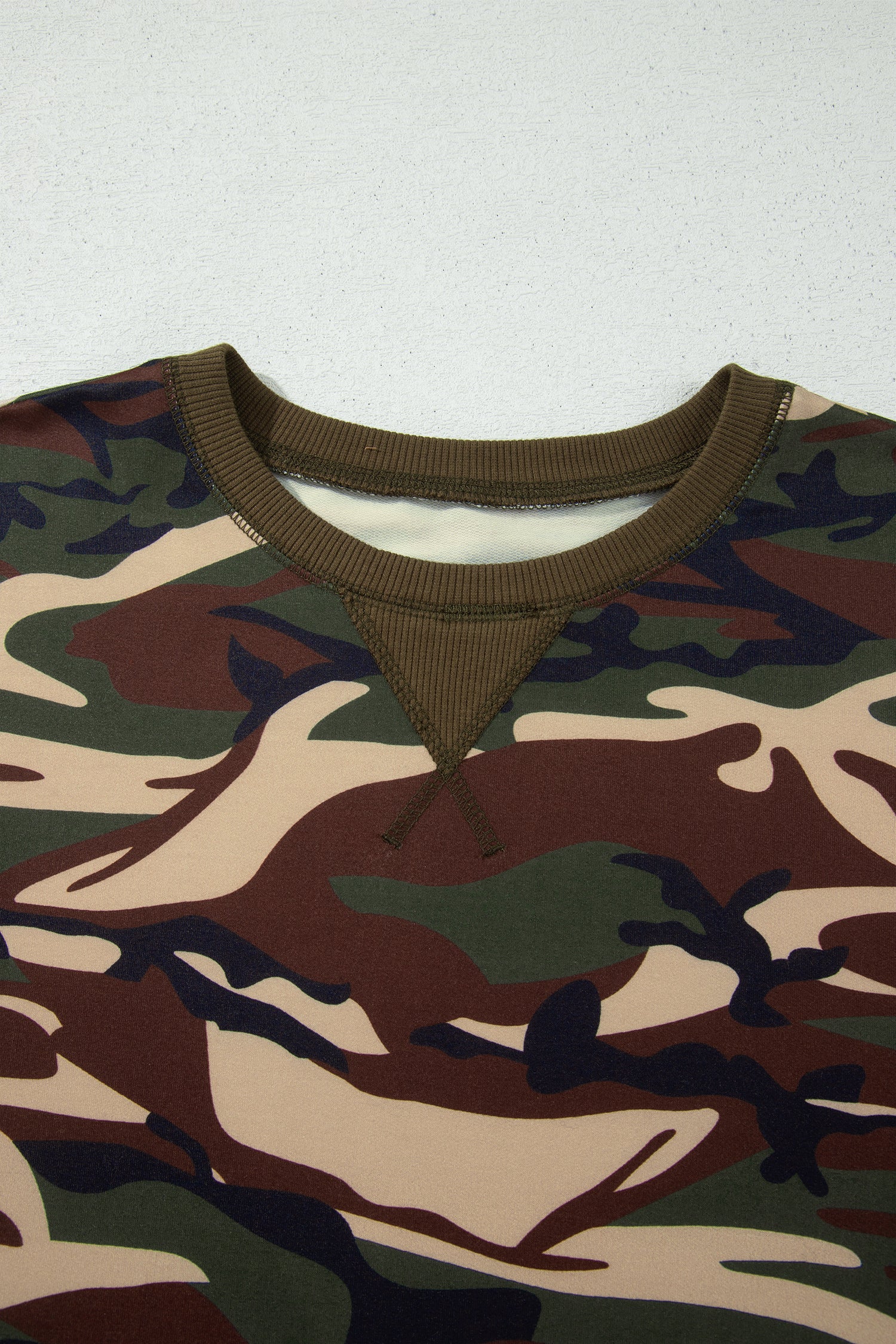 Multicolour Camouflage Print Round Neck Baggy Pullover Sweatshirt-Tops/Sweatshirts & Hoodies-[Adult]-[Female]-2022 Online Blue Zone Planet