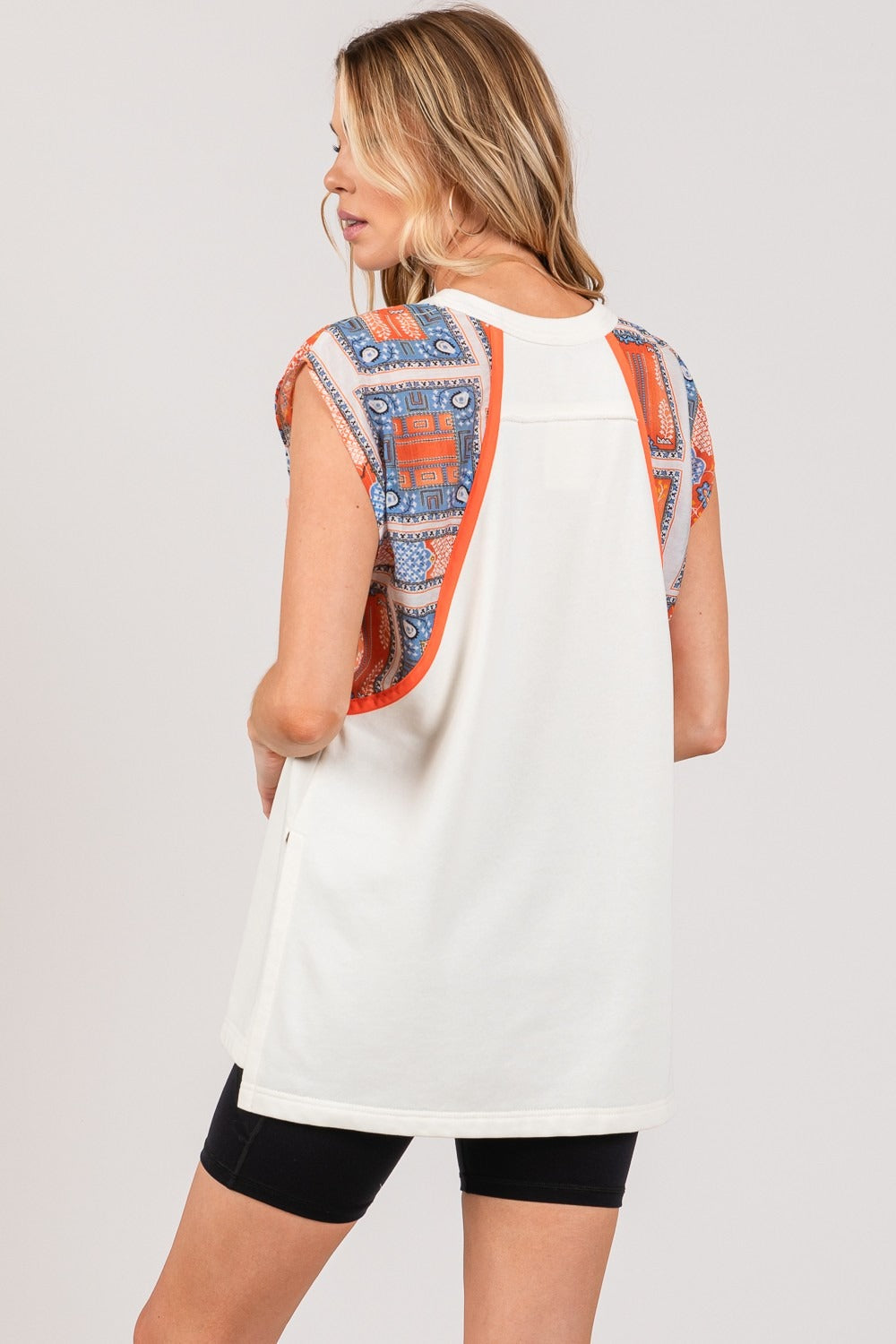 SAGE + FIG Patch Print Side Slit Sleeveless Top-TOPS / DRESSES-[Adult]-[Female]-2022 Online Blue Zone Planet