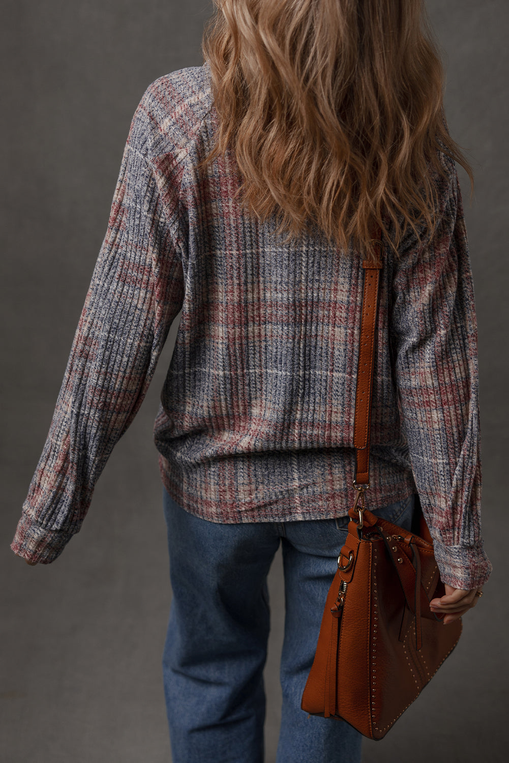 Multicolour Plaid Textured Chest Pocket Vintage Shirt-Tops/Blouses & Shirts-[Adult]-[Female]-2022 Online Blue Zone Planet