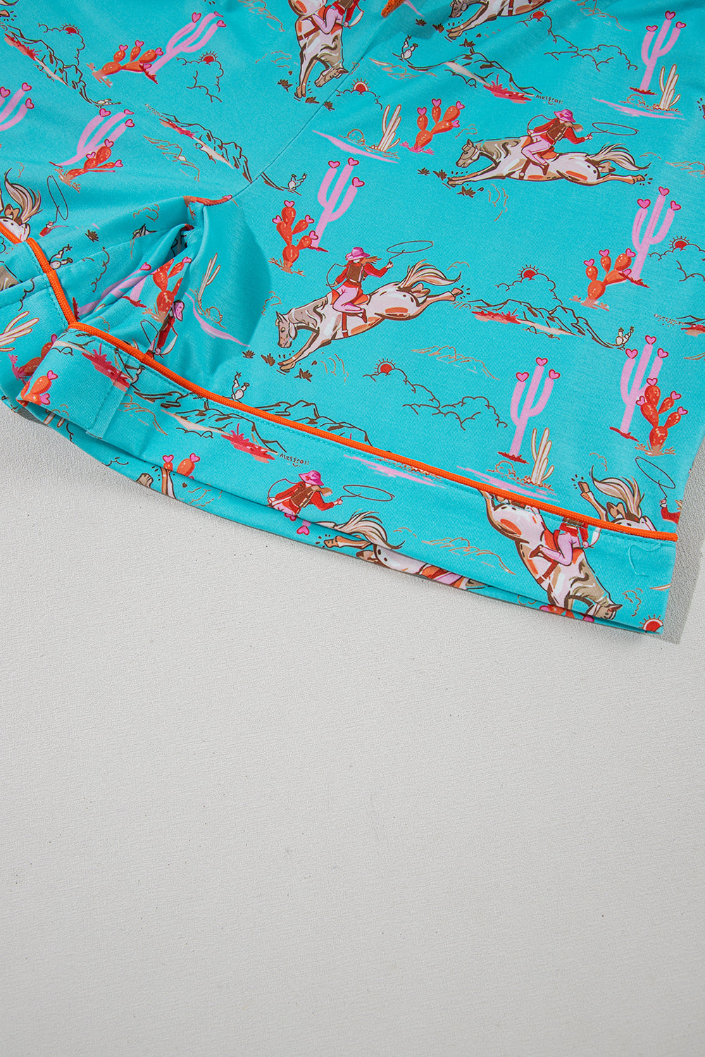 Aruba Blue Cowgirl Country Print Pajamas Set-Loungewear & Sleepwear/Sleepwear-[Adult]-[Female]-2022 Online Blue Zone Planet