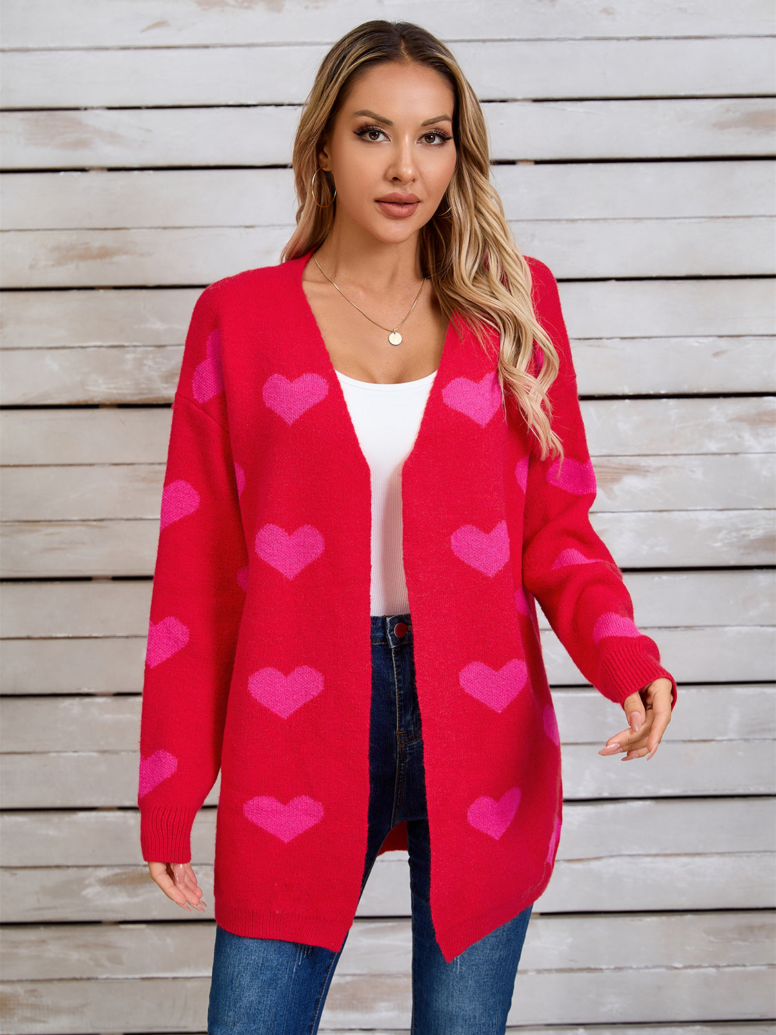 Angel Wings Heart Open Front Long Sleeve Cardigan-TOPS / DRESSES-[Adult]-[Female]-2022 Online Blue Zone Planet