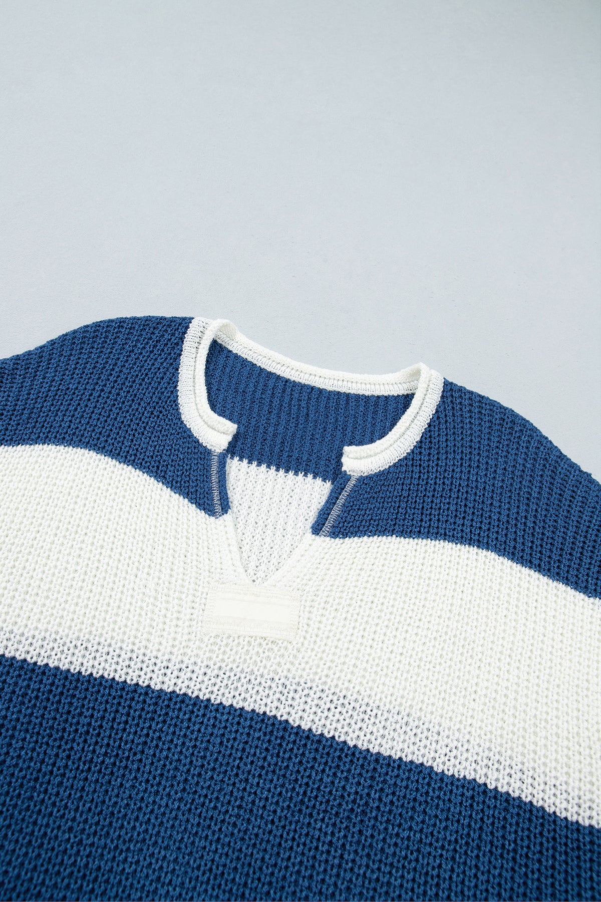 Brown Stripe Striped Colorblock Knit V Neck Short Sleeve Loose Sweater-Sweaters & Cardigans/Short Sleeve Sweaters-[Adult]-[Female]-2022 Online Blue Zone Planet