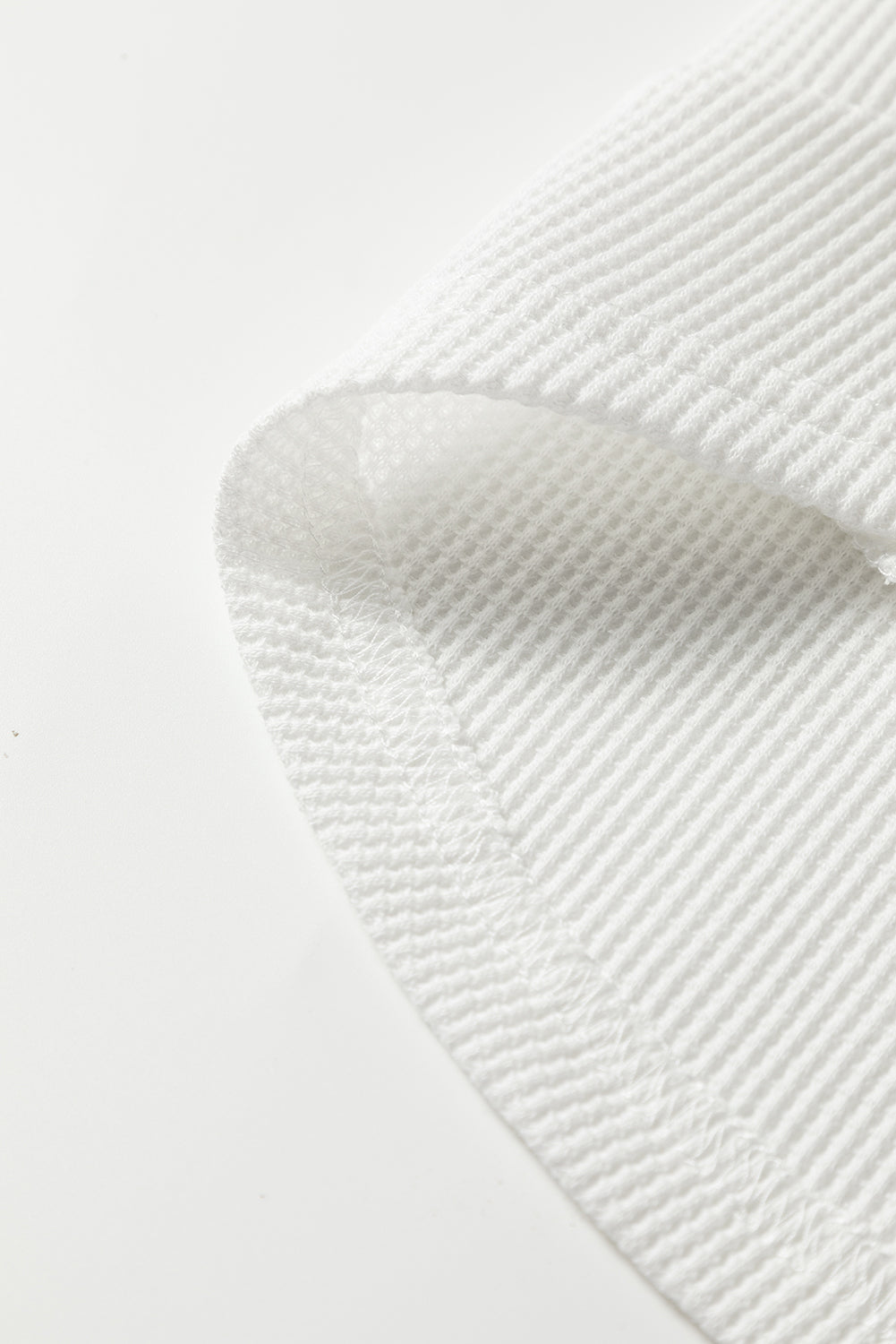 White Rounded Hem Waffle Long Sleeve Top-Tops/Long Sleeve Tops-[Adult]-[Female]-2022 Online Blue Zone Planet