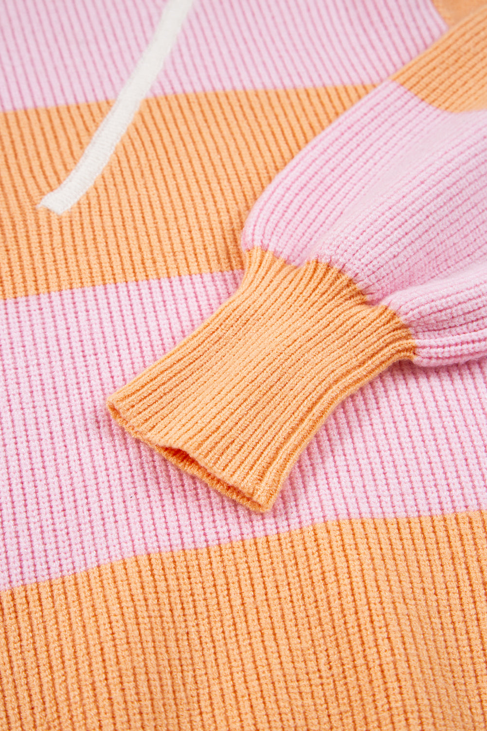 Orange Stripe Colorblock Half Zip Oversize Sweater-Sweaters & Cardigans/Sweaters-[Adult]-[Female]-2022 Online Blue Zone Planet