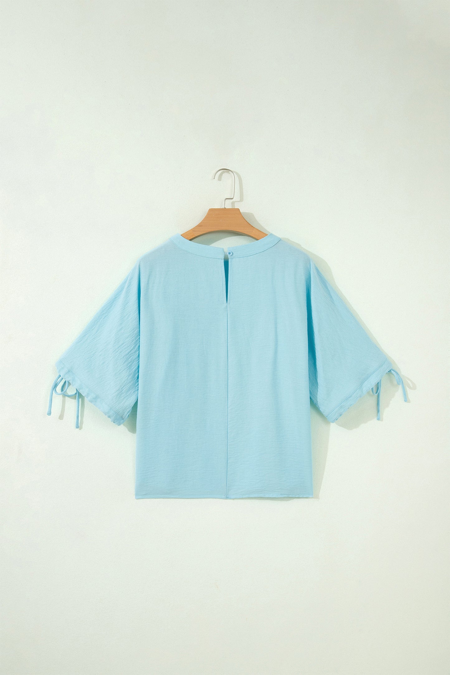 Yellow Cream Tie Half Sleeve Pleated Detail Babydoll Blouse-Tops/Blouses & Shirts-[Adult]-[Female]-2022 Online Blue Zone Planet