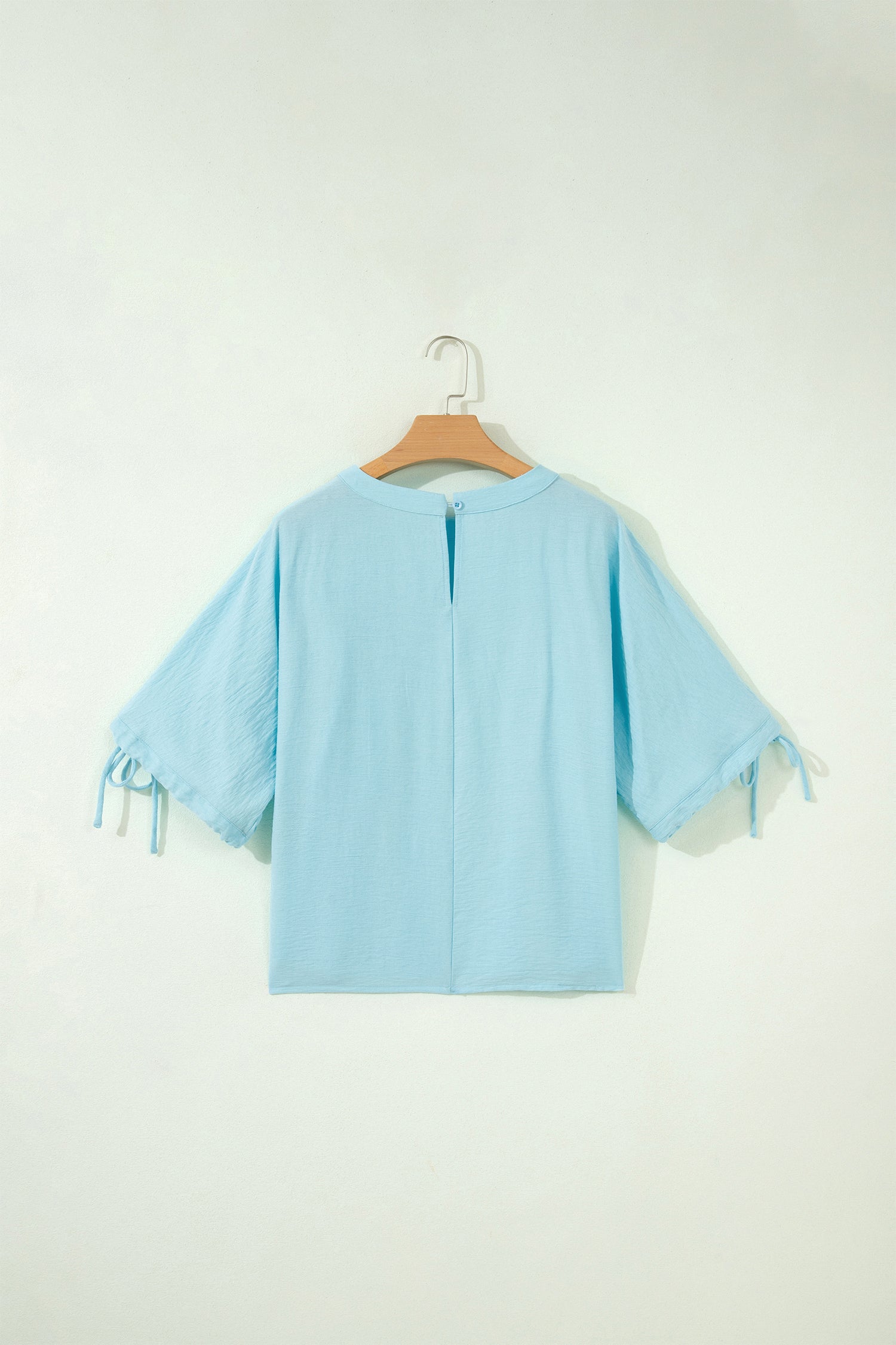 Yellow Cream Tie Half Sleeve Pleated Detail Babydoll Blouse-Tops/Blouses & Shirts-[Adult]-[Female]-2022 Online Blue Zone Planet