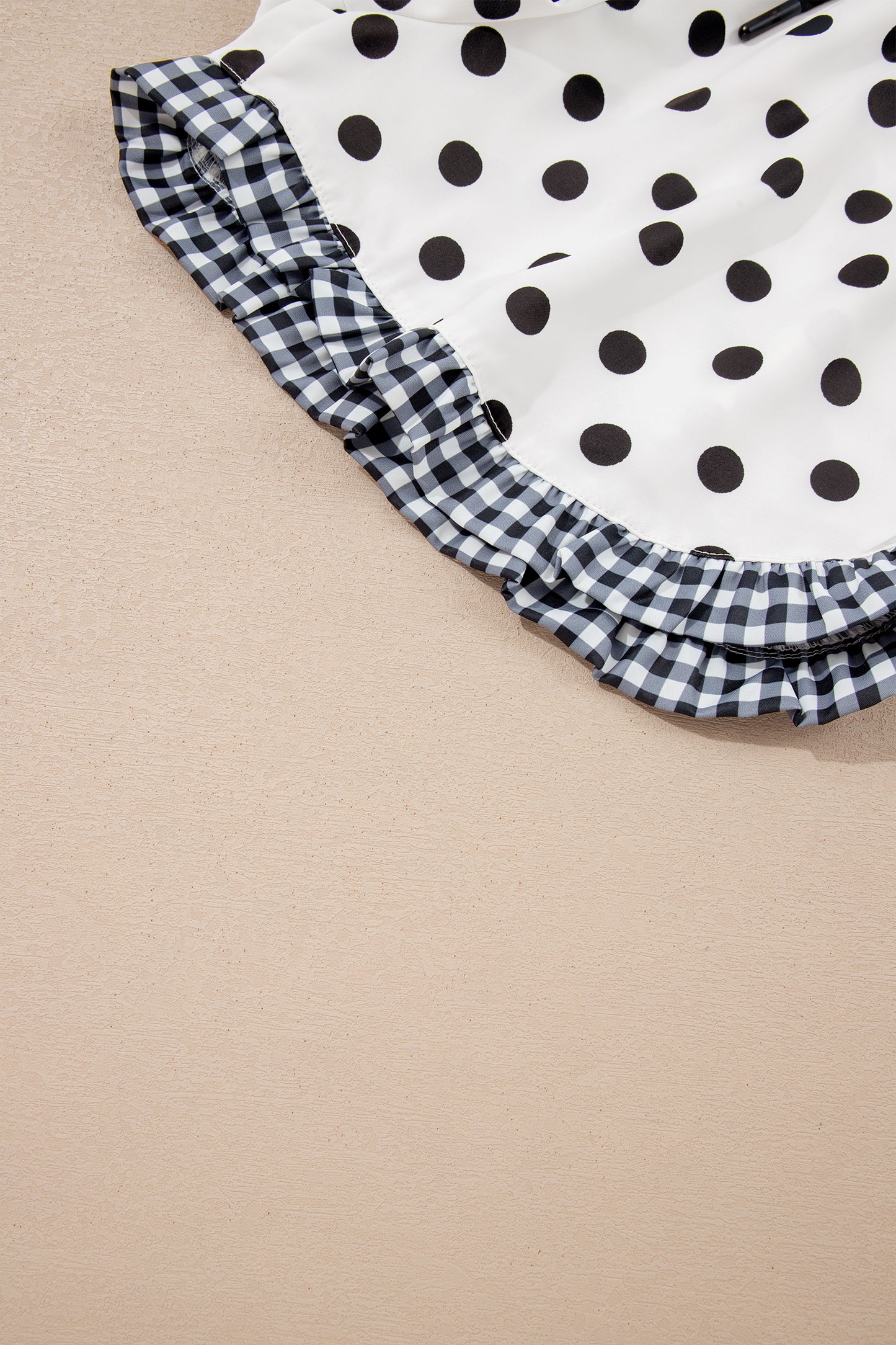 White Polka Dot Contrast Ruffle Trim Shorts-Bottoms/Casual Shorts-[Adult]-[Female]-2022 Online Blue Zone Planet