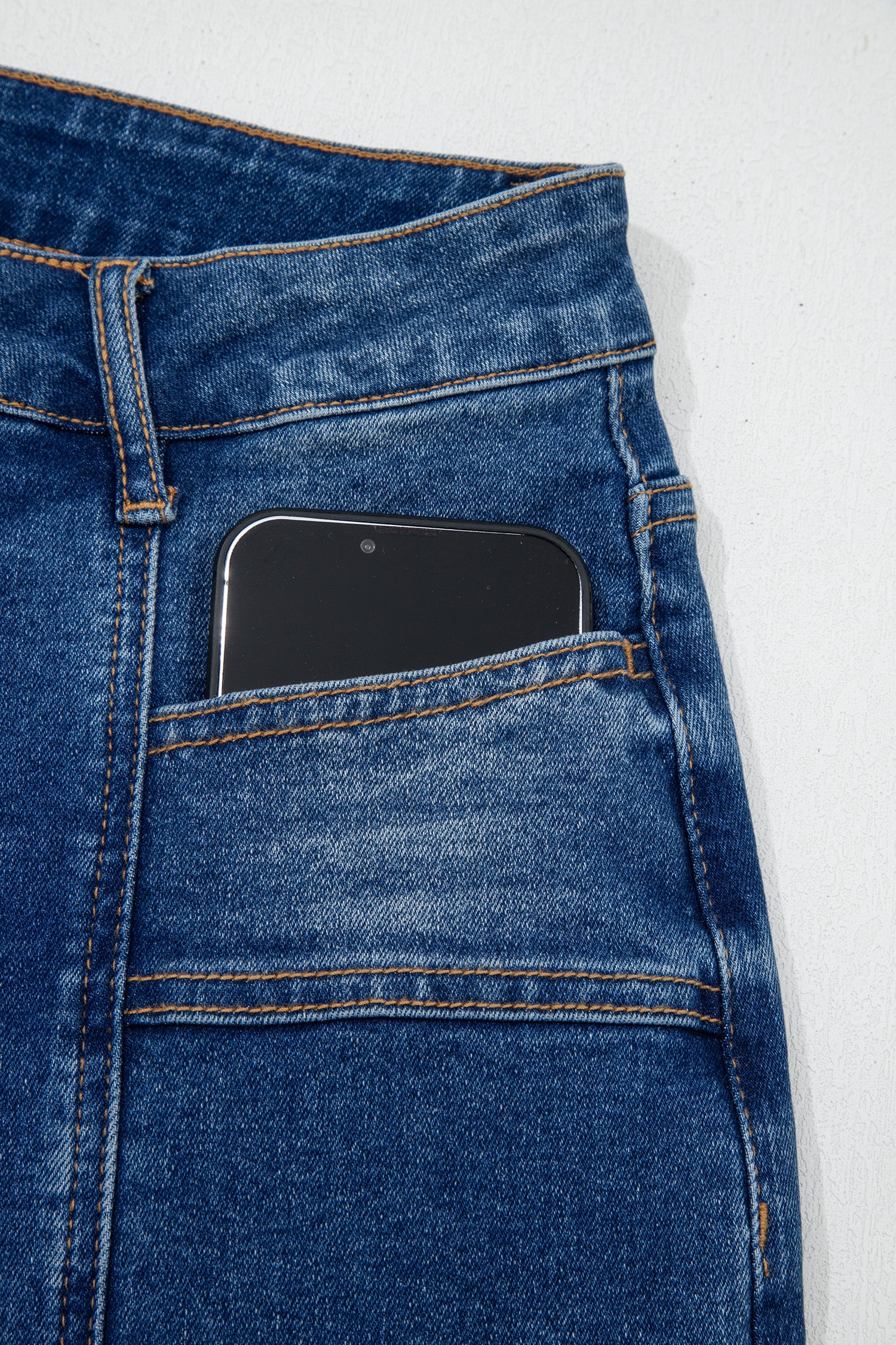 Sky Blue Tailored Seam Detail Womens Shift Jeans-Bottoms/Jeans-[Adult]-[Female]-2022 Online Blue Zone Planet