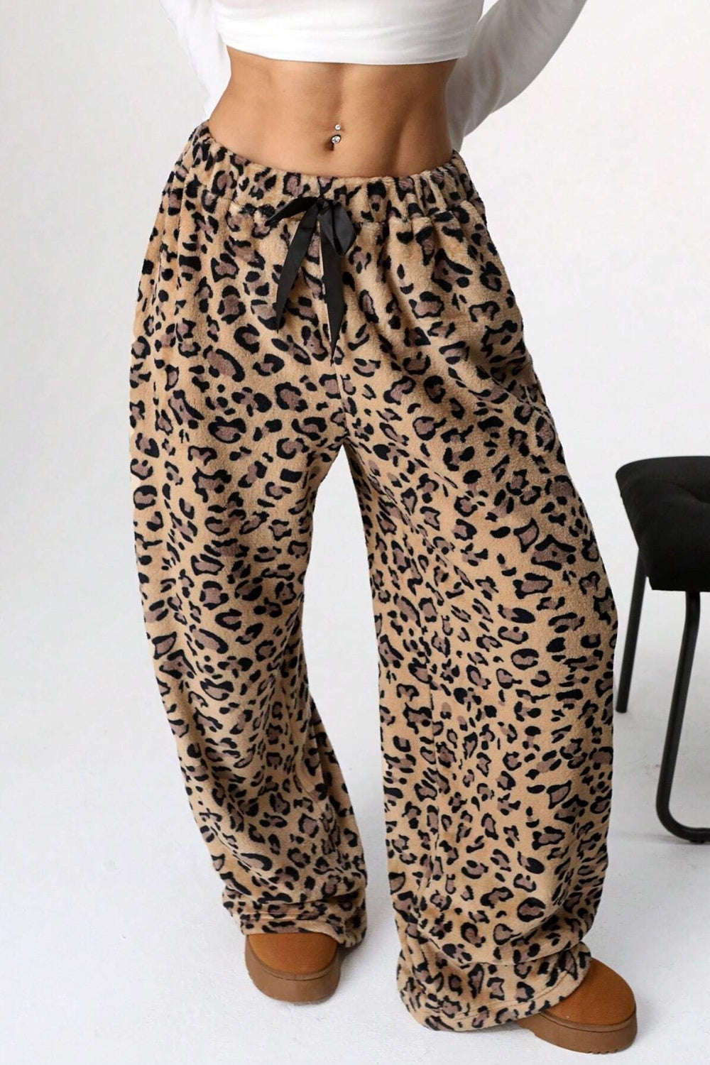 Leopard Wide Leg Pants-BOTTOMS-[Adult]-[Female]-2022 Online Blue Zone Planet