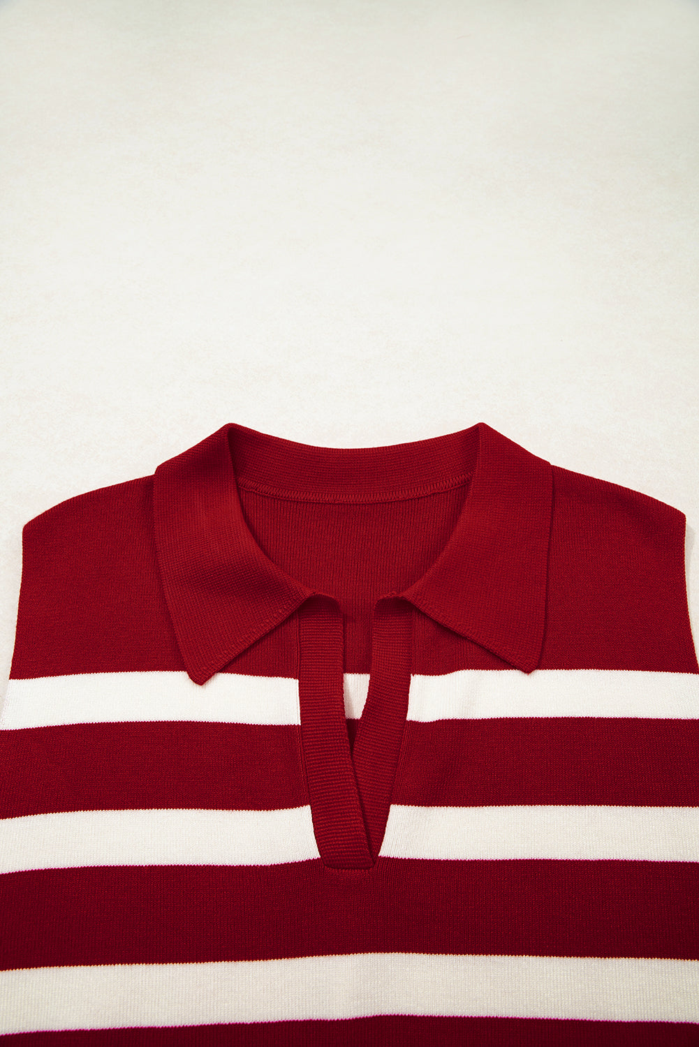 Red Stripe Collared Split Neck Sweater Vest-TOPS / DRESSES-[Adult]-[Female]-2022 Online Blue Zone Planet