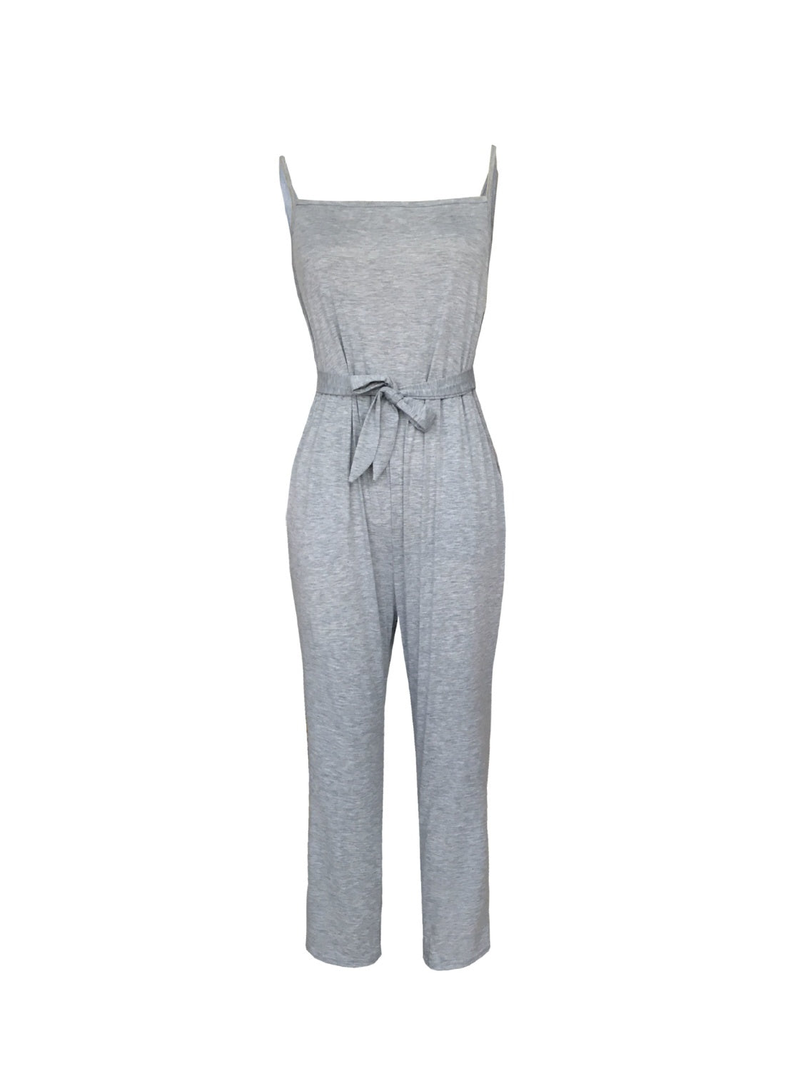 Blue Zone Planet | Tied Spaghetti Strap Square Neck Jumpsuit-TOPS / DRESSES-[Adult]-[Female]-2022 Online Blue Zone Planet