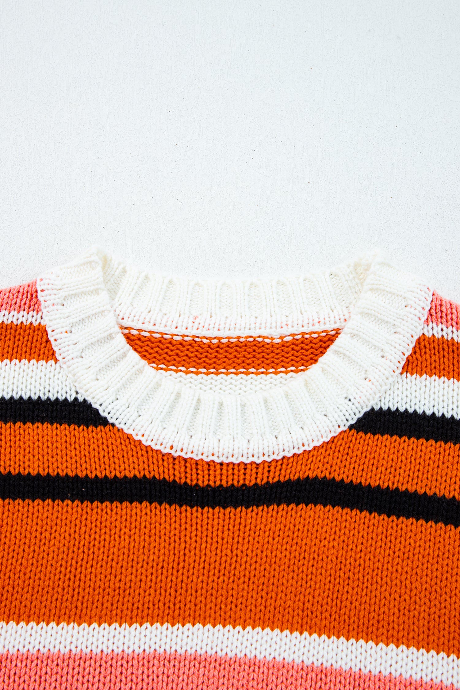 Orange Stripe Drop Shoulder Cropped Pullover Sweater-TOPS / DRESSES-[Adult]-[Female]-2022 Online Blue Zone Planet